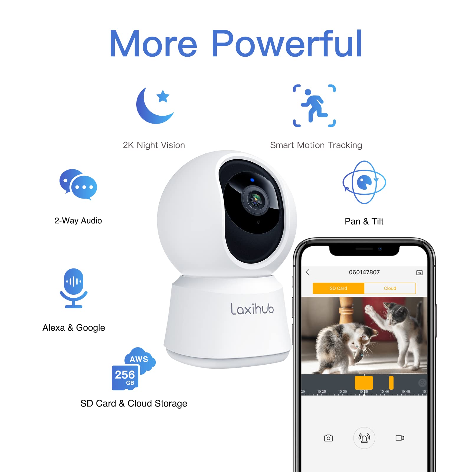 LAXIHUB Osłona 360 °C Pan Tilt Indoor Security Camera, 2K Full HD Smart Monitor Baby Pet Camera z aplikacją na telefon, noktowizor, dwukierunkowe audio, Motion Sound Detection, współpracuje z Alexa