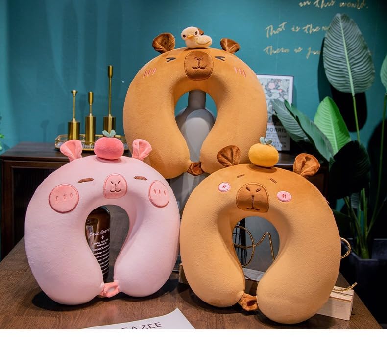 VICKYPOP Cute Neck Pillow Cartoon Capibara Memory Cotton U-Shaped Travel Pillow (Duck)