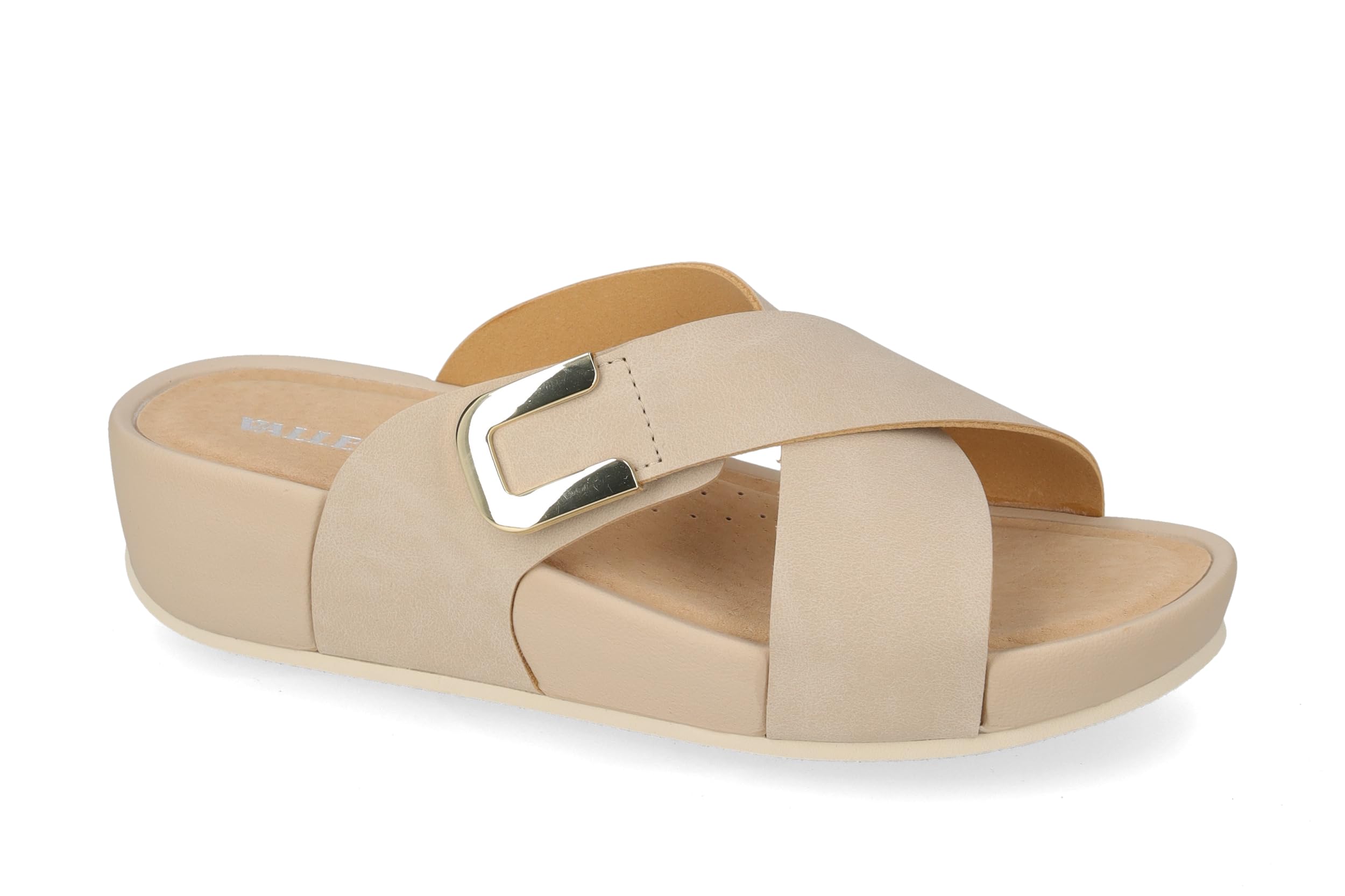 Valleverde Sandali Donna V605UF in Pelle Beige o Cuoio o Bianco Scarpe Casual Comode, Leggere e Flessibili, Ideali per Primavera Estate