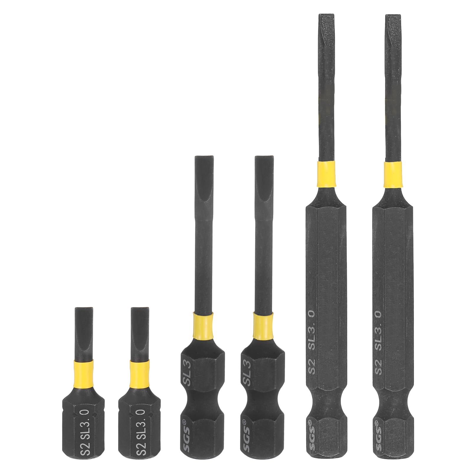 Puntas planas SL3 de 3mm magnéticas para evitar la caída de tornillos con vástago de 1/4 de pulgada