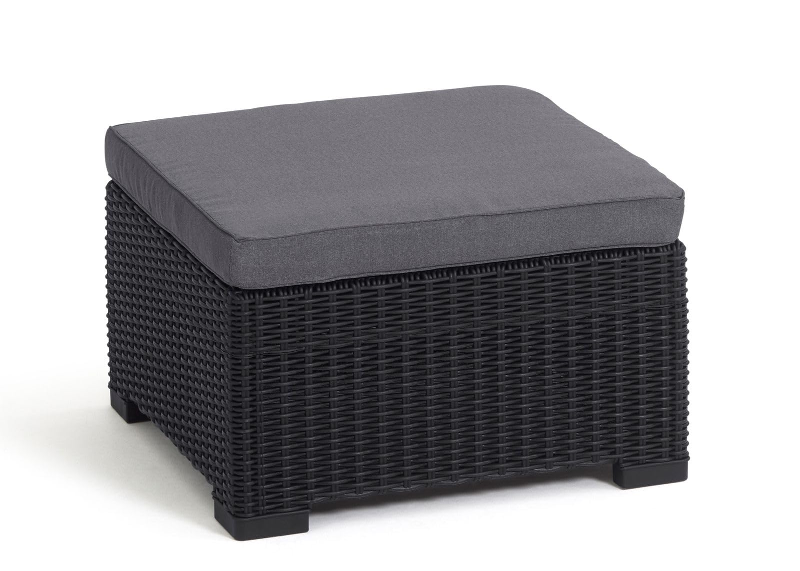 Allibert by Keter California Tabouret Repose-Pieds, Table de Jardin en Plastique, Coussin extérieur, Gris, 68 x 68 x 35 cm