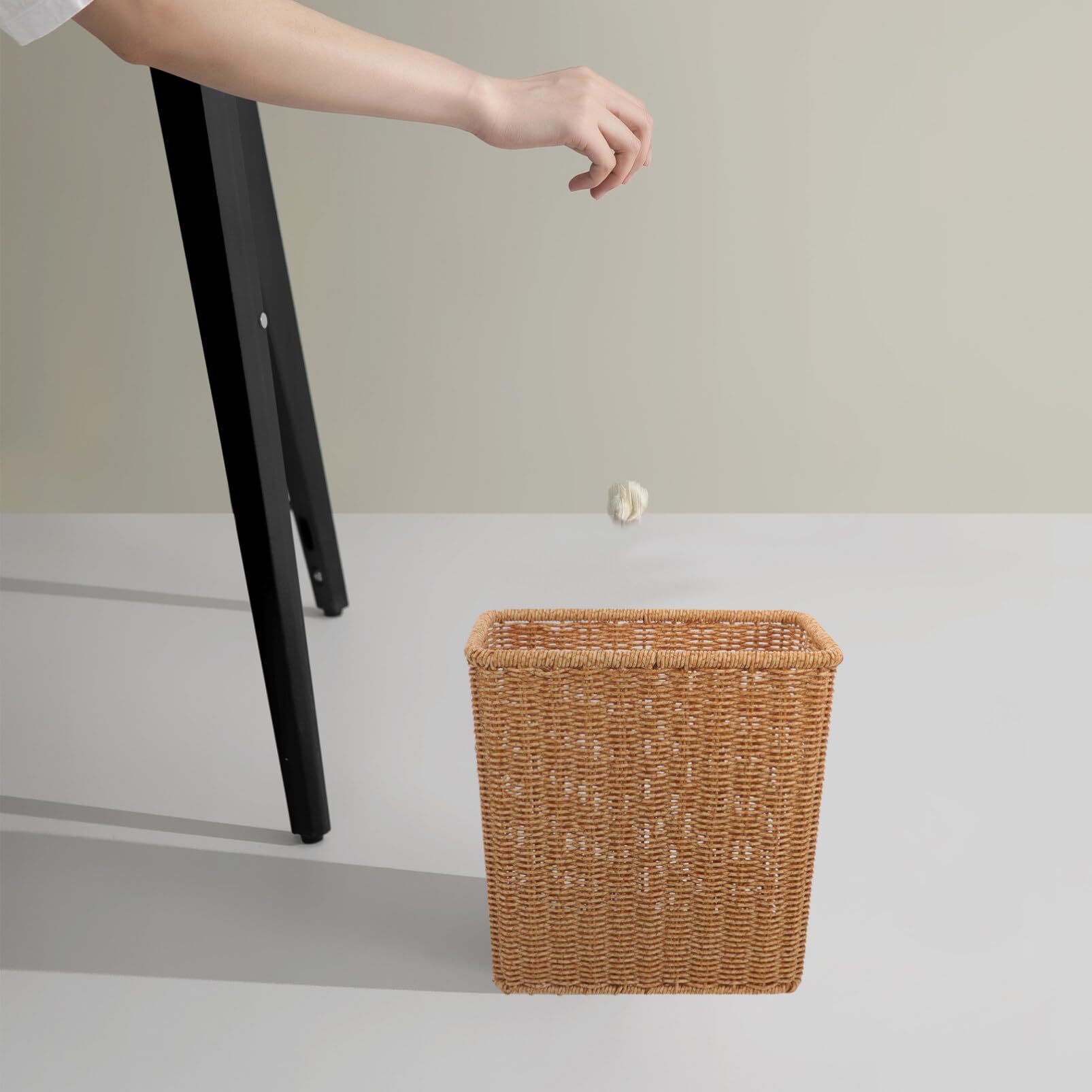 Kichvoe Cesto De Basura De Ratán Cubo De Basura De Mimbre Cubo De Basura Redondo Cesta De Almacenamiento Tejida Contenedor De Ropa Para Dormitorio Sala De Estar Y Baño
