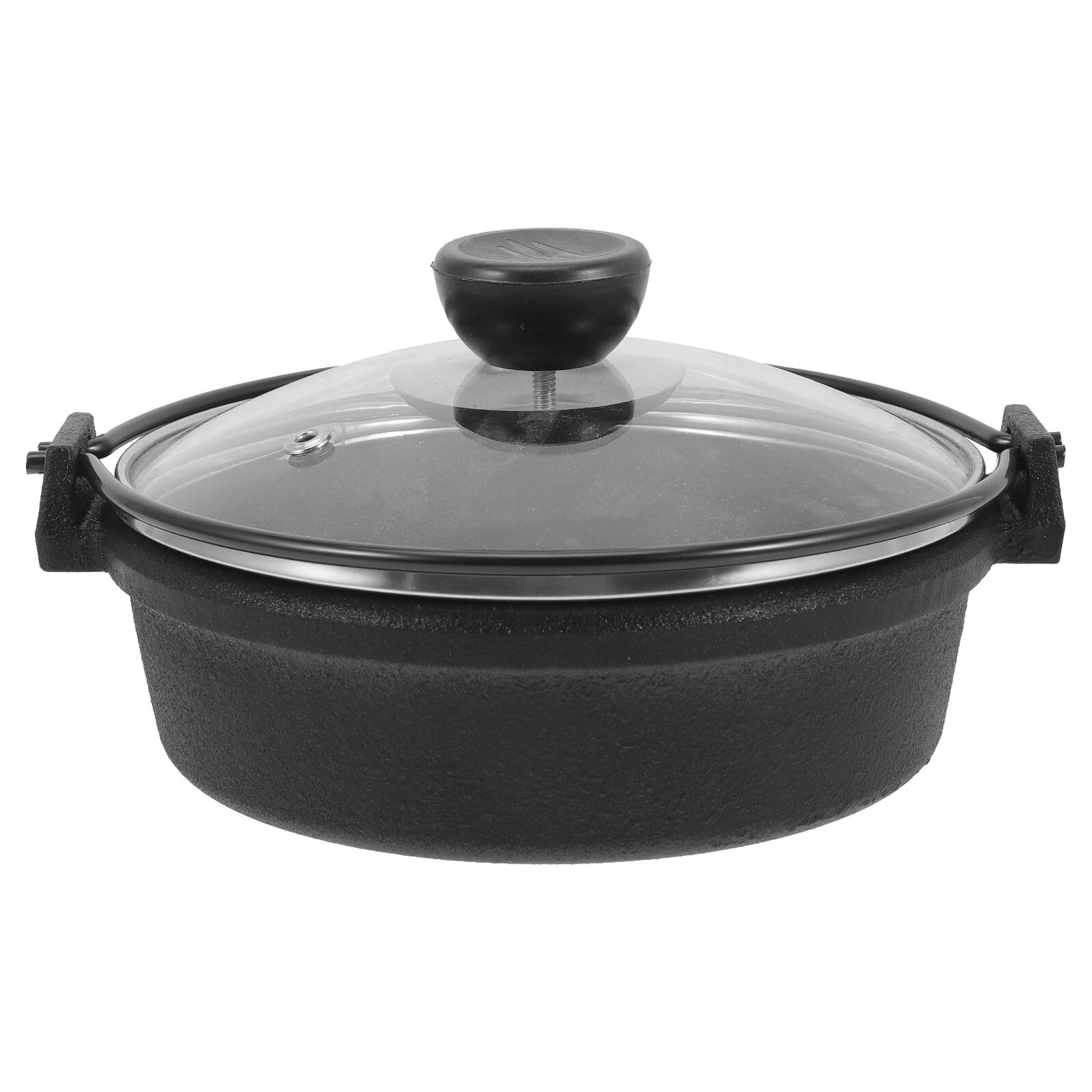 Casserole fonte antiadhésive avec couvercle en verre pour saine cuisson