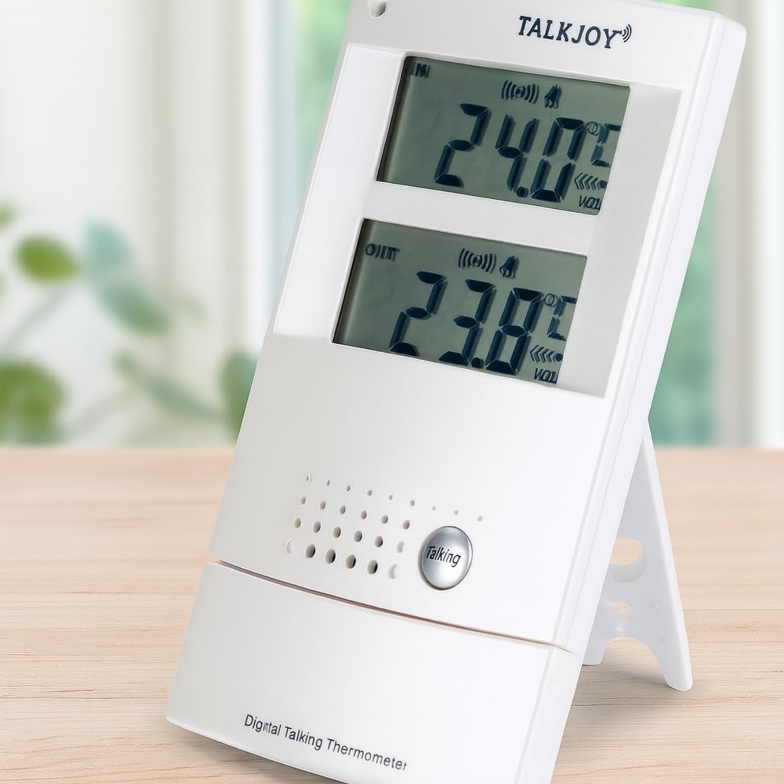 Profesjonalny termometr wewnętrzny i zewnętrzny, czujnik mrozu, czujnik wysokiej temperatury, pomiar temperatury, przycisk głosowy, niewidomy termometr stacja pogodowa (niemieckie wydanie głosowe)