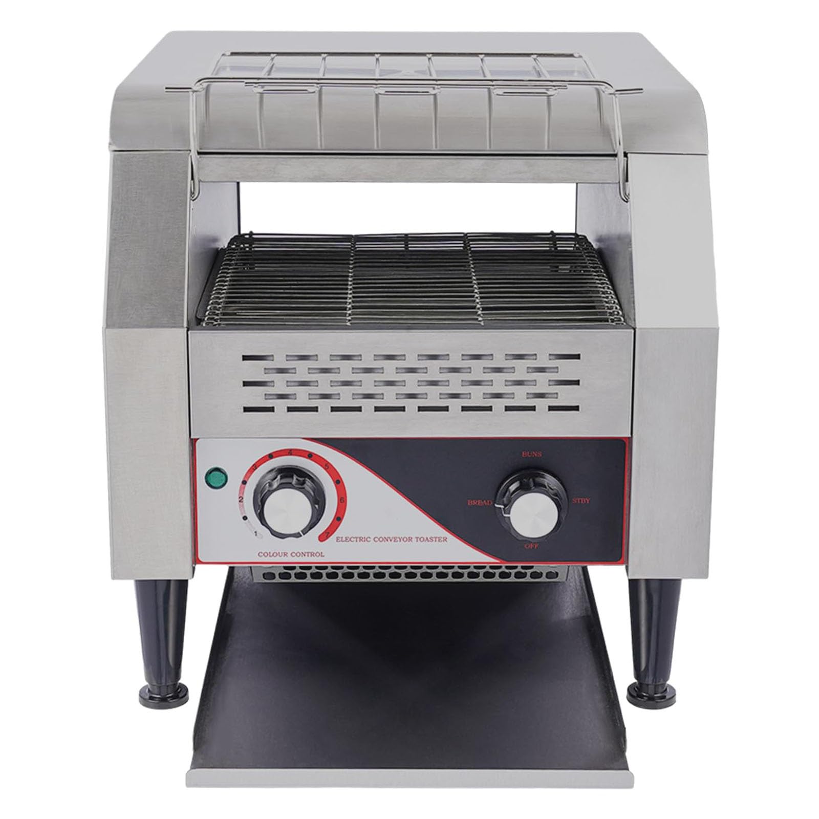 Tostapane a nastro professionale inox 150-450 fette/h, 7 livelli di tostatura, doppio riscaldamento per panetterie e attività alimentari(150 Slices/H)