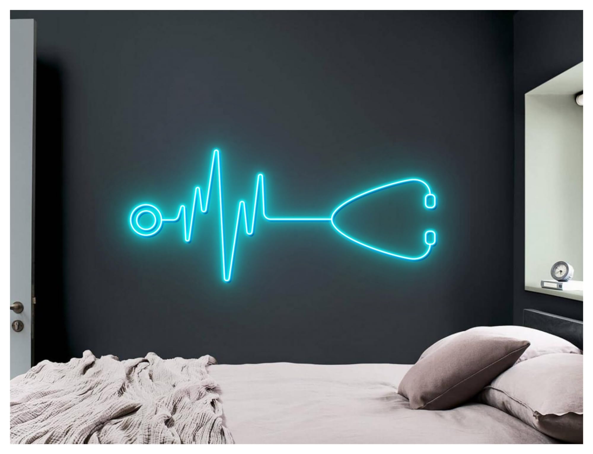 Wiszące neony artystyczne Stetoskop Neon Dekoracja Ścienna Lampy Pielęgniarskie Szpital Przychodnia Lekarska Gabinet Pediatryczny Witryna Sklepowa 60cm