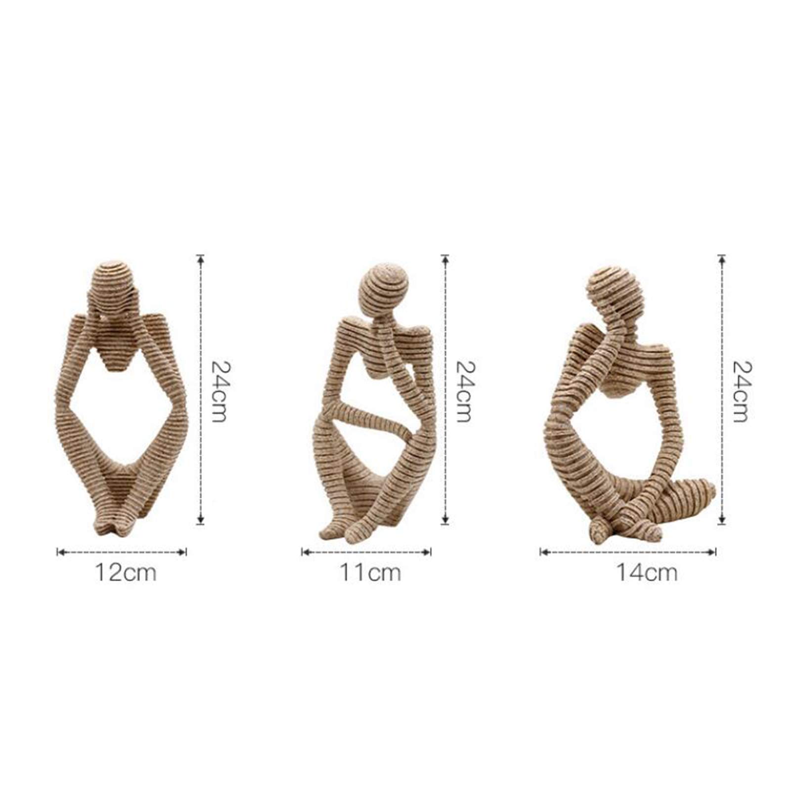 Skulptur Schweigen Ist Gold, 3 Set Denker Statue Abstrakte Skulptur Ornamente Harz Figur Dekoration Kunst Abbildung Für Home Office Desktop-Dekoration,3 Sets of coils