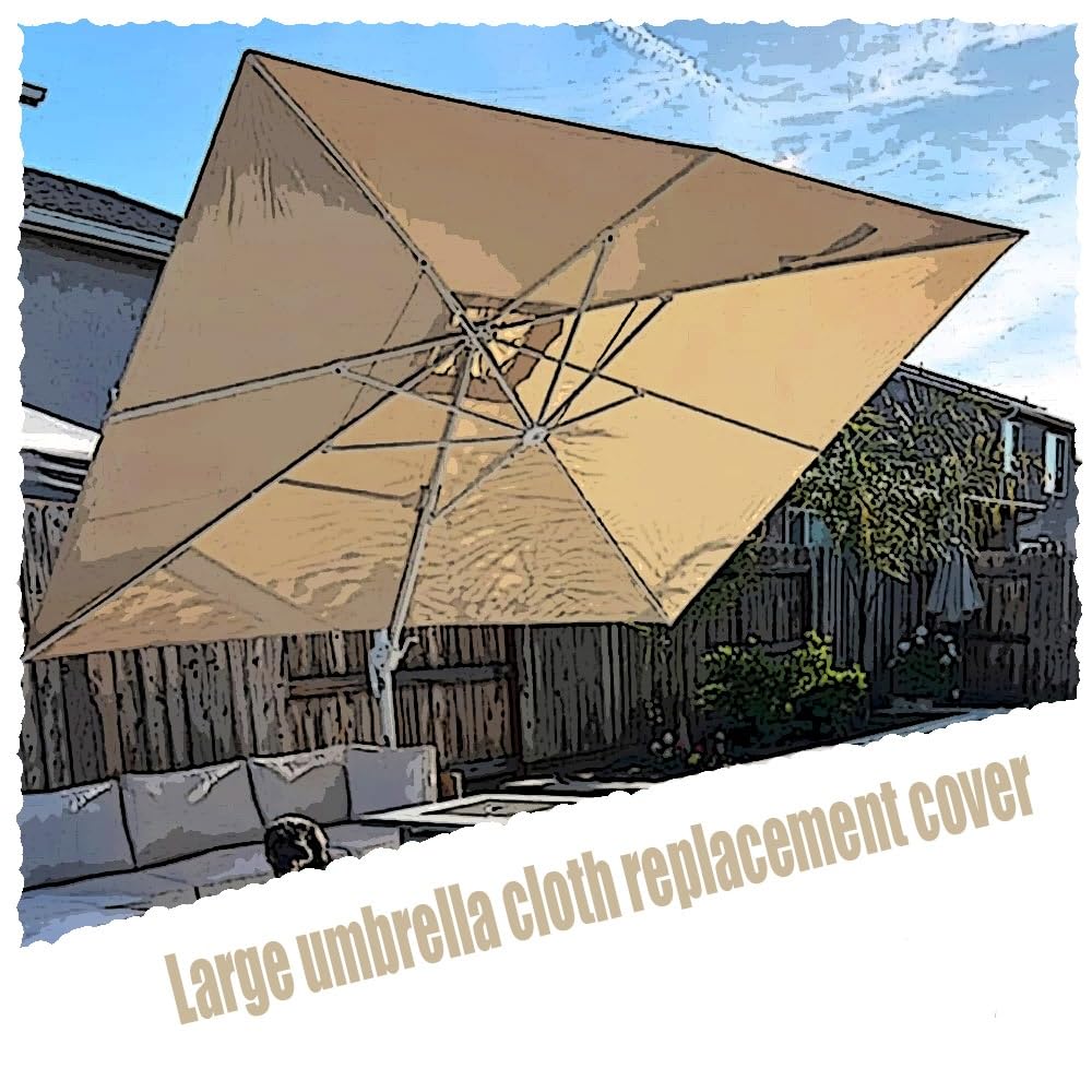 Telo di Ricambio 400x300cm per Ombrellone A Sbalzo, Telo di Ricambio Rettangolare per 8 Stecche, Telone di Ricambio per Ombrellone da Giardino(Light Grey)