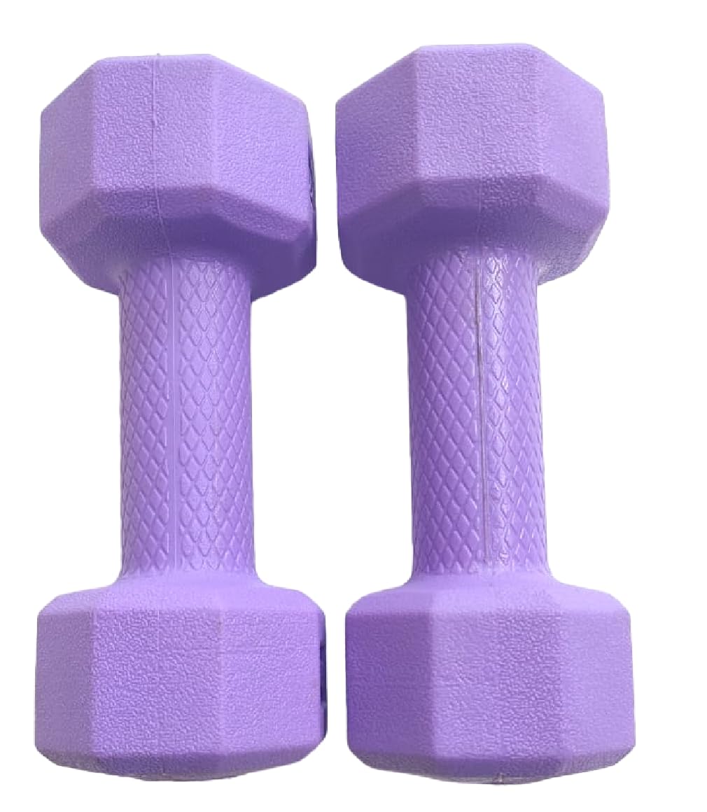 SPIRO PVC (Round Shape) Dumbbells (3 Kg. X 2 = 6 Kg) Pack of 2 for Home Gym Equipment |Gym Exercise|Home Workout | Fitness Kit|Dumbbells Weights for Whole Body Workout (Color : Purple)