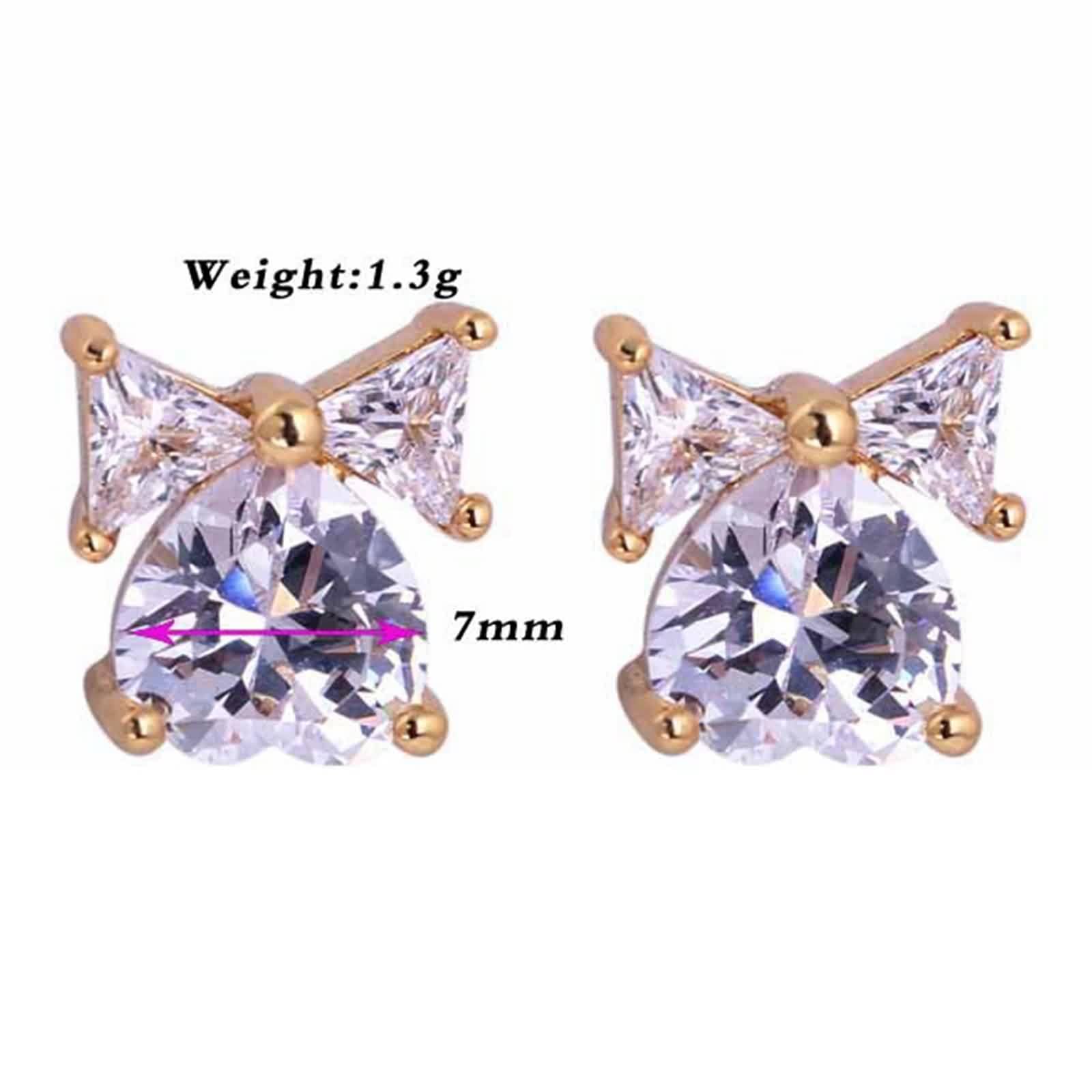 Orecchini Oro Giallo 14K Donna, Orecchino Lobo Trago Tragus Donna Nodo A Fiocco con Moissanite Cuore Piercing Orecchini Oro Giallo