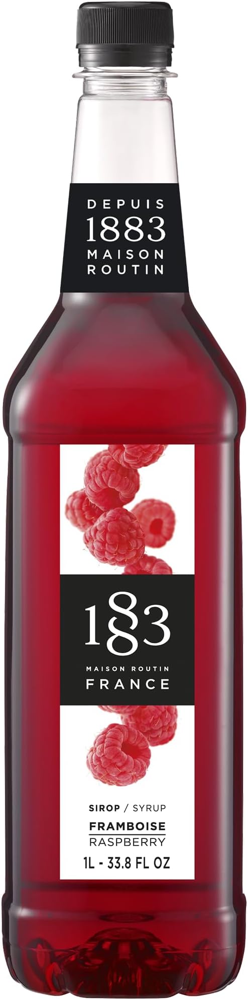 Premium Raspberry Syrup Made with Pure Cane Sugar & Real Fruit Juice for Cocktails, Mocktails, Iced Tea and Baking, Vegan-Friendly, Natural Flavours - 1L Glass Bottle