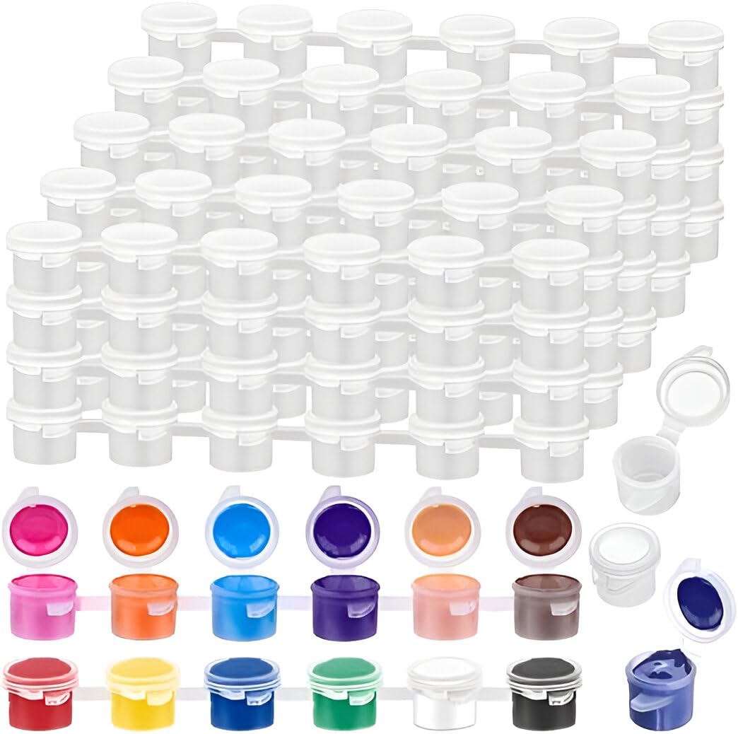 VINTAGER 144 Pieces Empty Paint Pots – 24 Strips of Mini Acrylic Paint Containers with Secure Lids – Perfect for Organizing and Storing Paints in Classrooms, School Arts and Crafts Projects-image-49