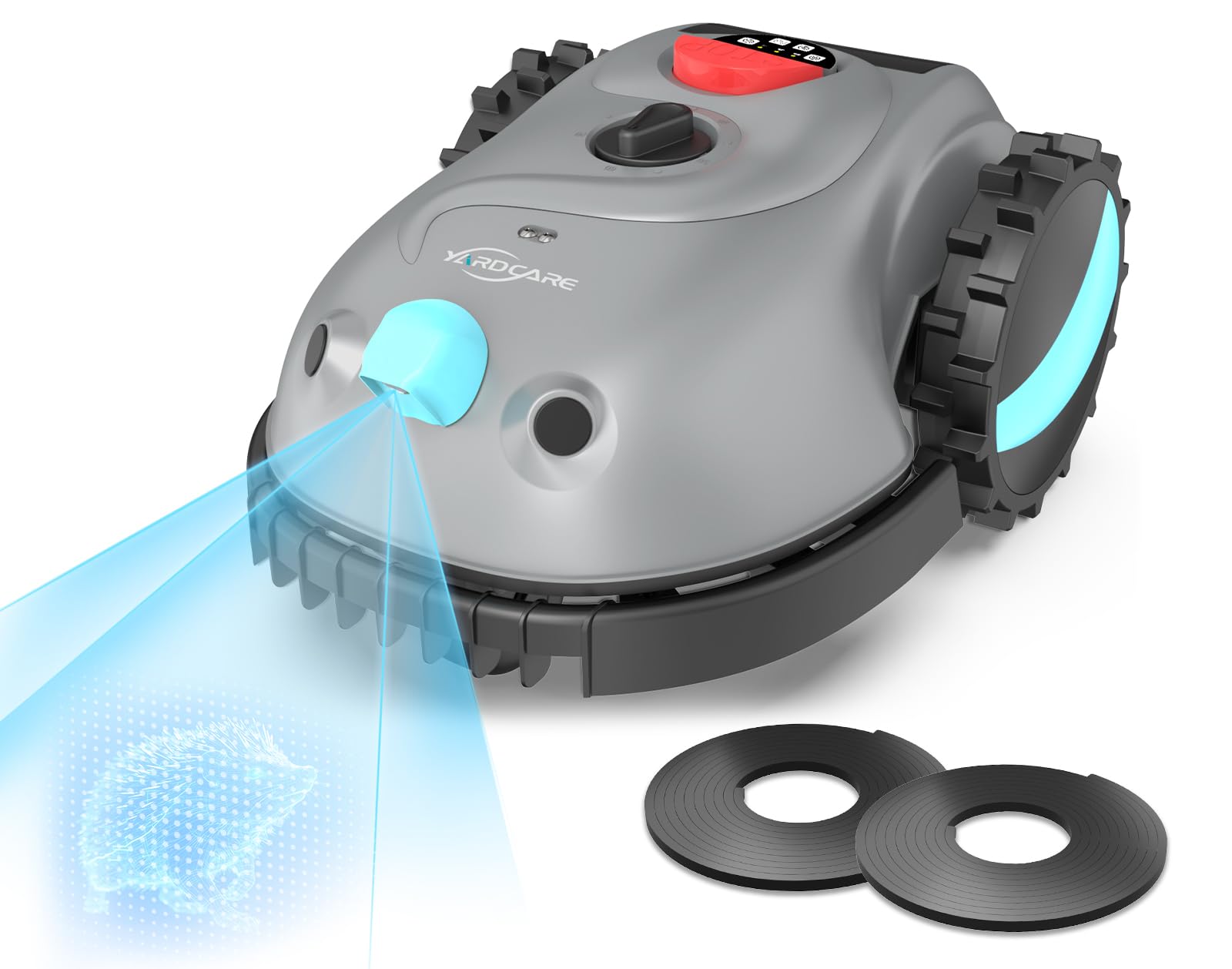 YARDCARE V100 Robot Tondeuse sans Fil Périphérique,avec Navigation par Vision, Évitement d'obstacles(150 Sortes), Robot Tondeuse avec Batterie 4 Ah, Lame de Rechange, Adapté aux Petits Jardins