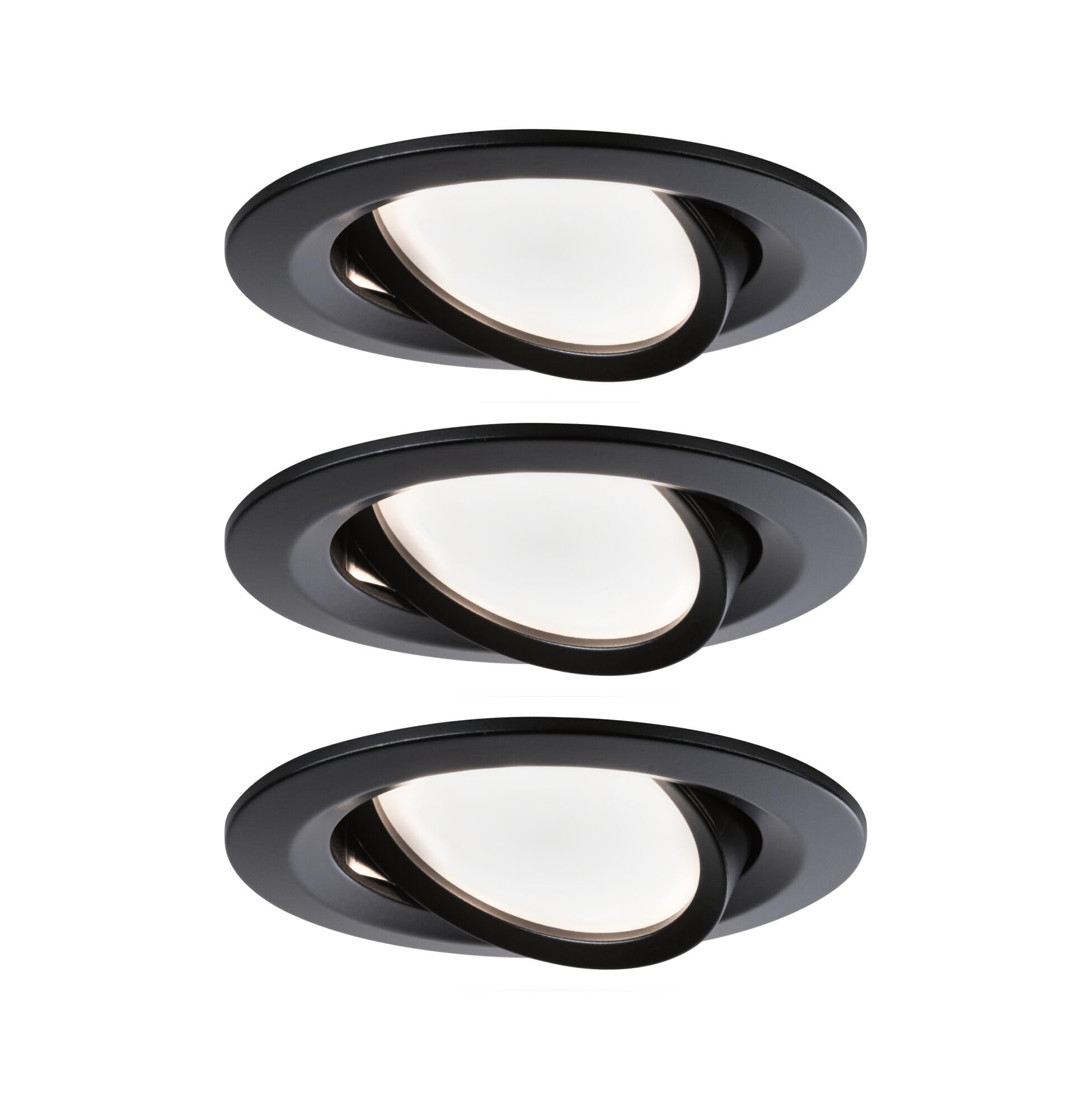 Paulmann 94472 Nova LED Einbauleuchte 3er Set Coin schwenkbar Warmweiß 3-Stufen-dimmbar rund incl. 3x6,5 Watt dimmbar Einbaustrahler Schwarz matt Spot Alu Einbaulampe 2700 K Coin