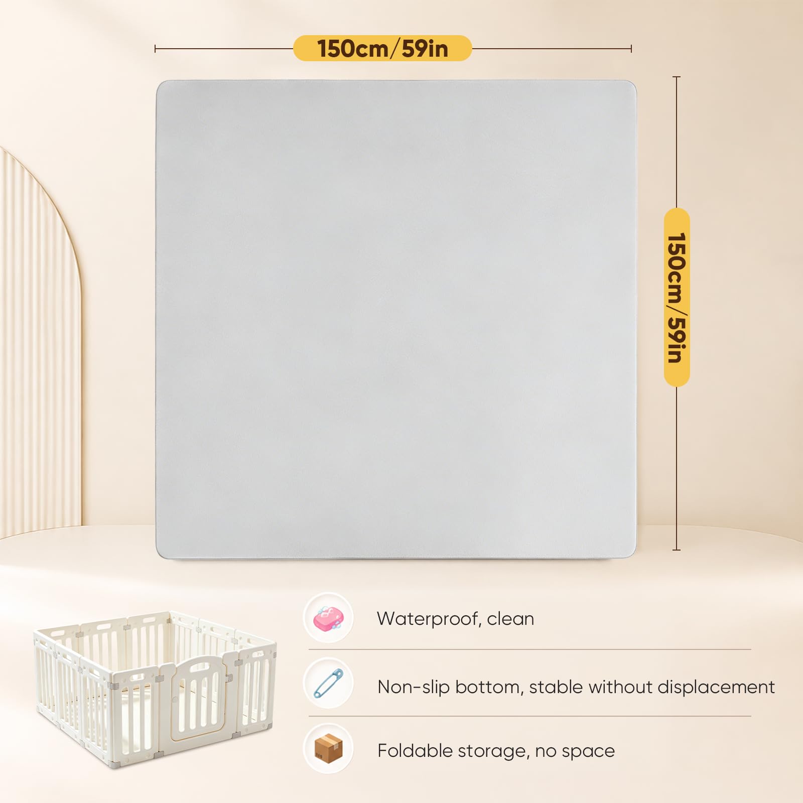 Alfombra de Gateo para Bebés 150x200x3cm, Alfombra Infantil de 3cm de Grosor, Tapete de Espuma Antideslizante y Alfombra de Juegos para Niños, Alfombra Infantil para Cuarto del Bebé y Sala de Estar