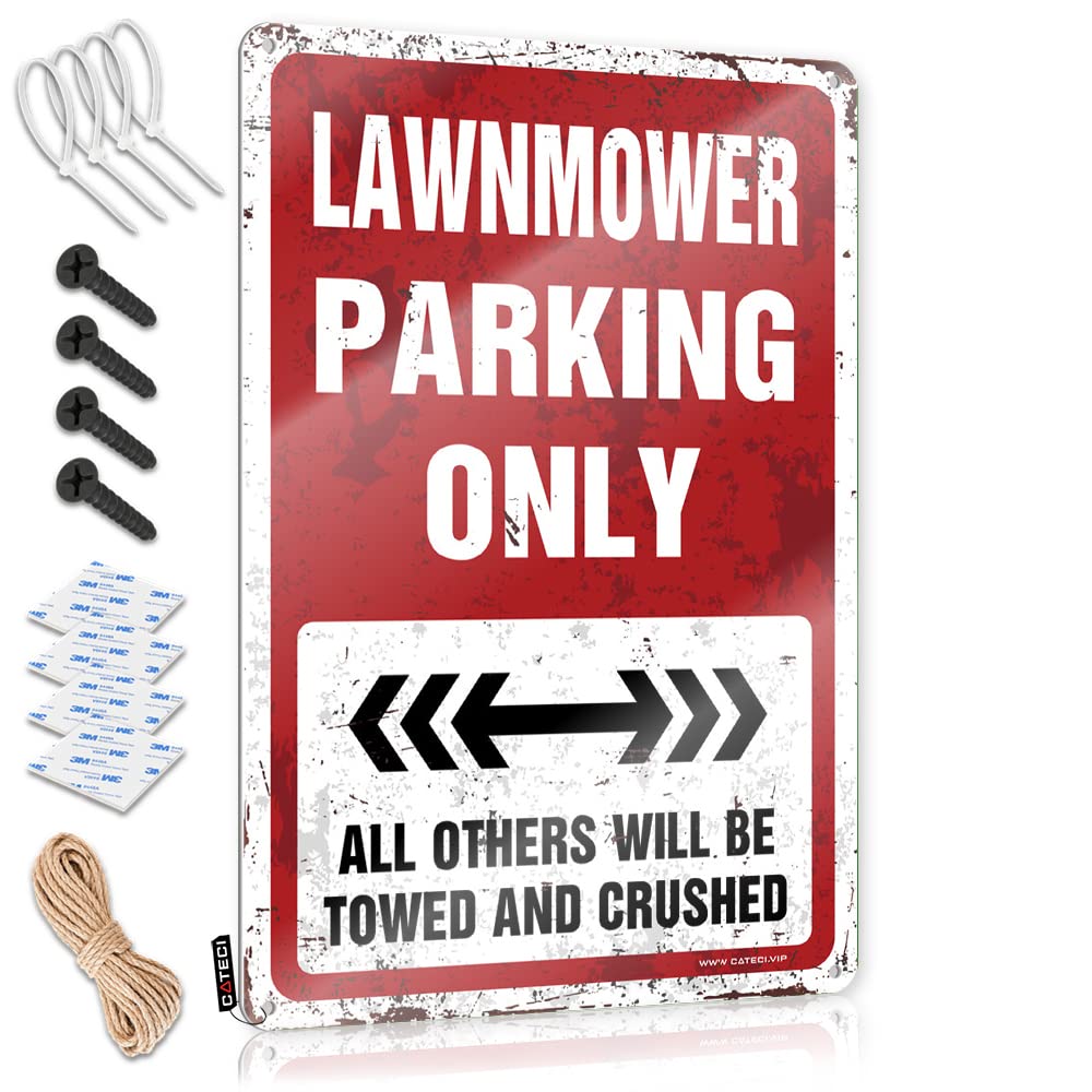 KRAZMURONGD Whiskey Signs For Home Bar Sign Decor Lawnmower Parking Only Tin Sign(30X40CM)
