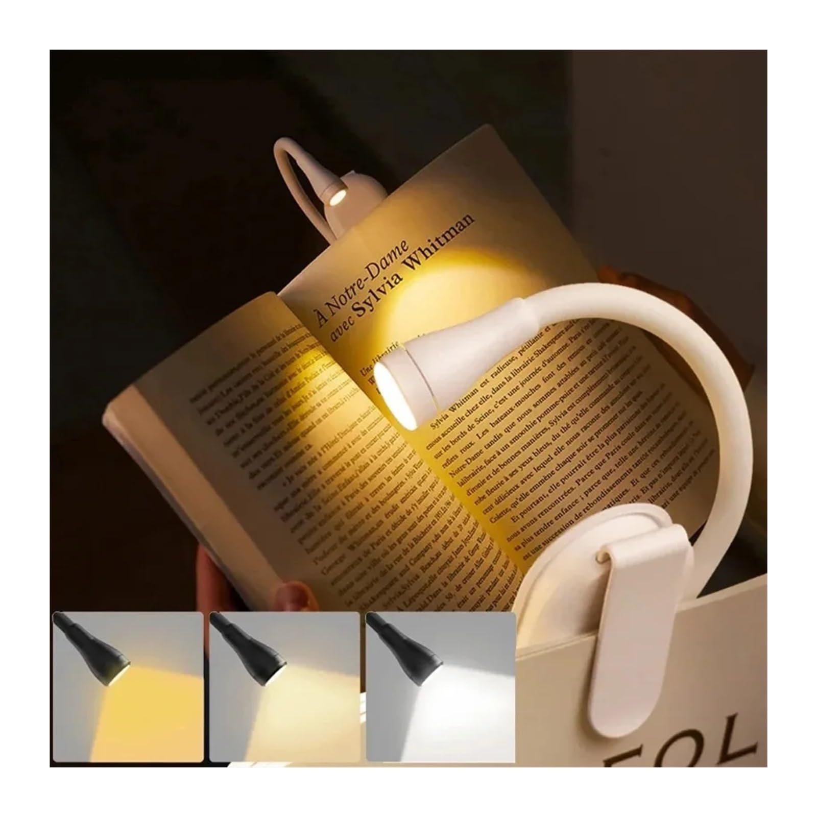 Lampada da lettura a clip Lampada da lettura a LED ricaricabile tramite USB Mini lampada da scrivania portatile for studenti e lettura sul comodino