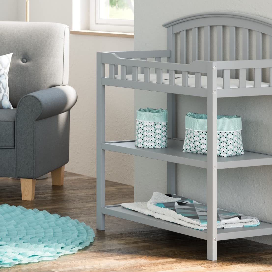 graco pebble gray changing table
