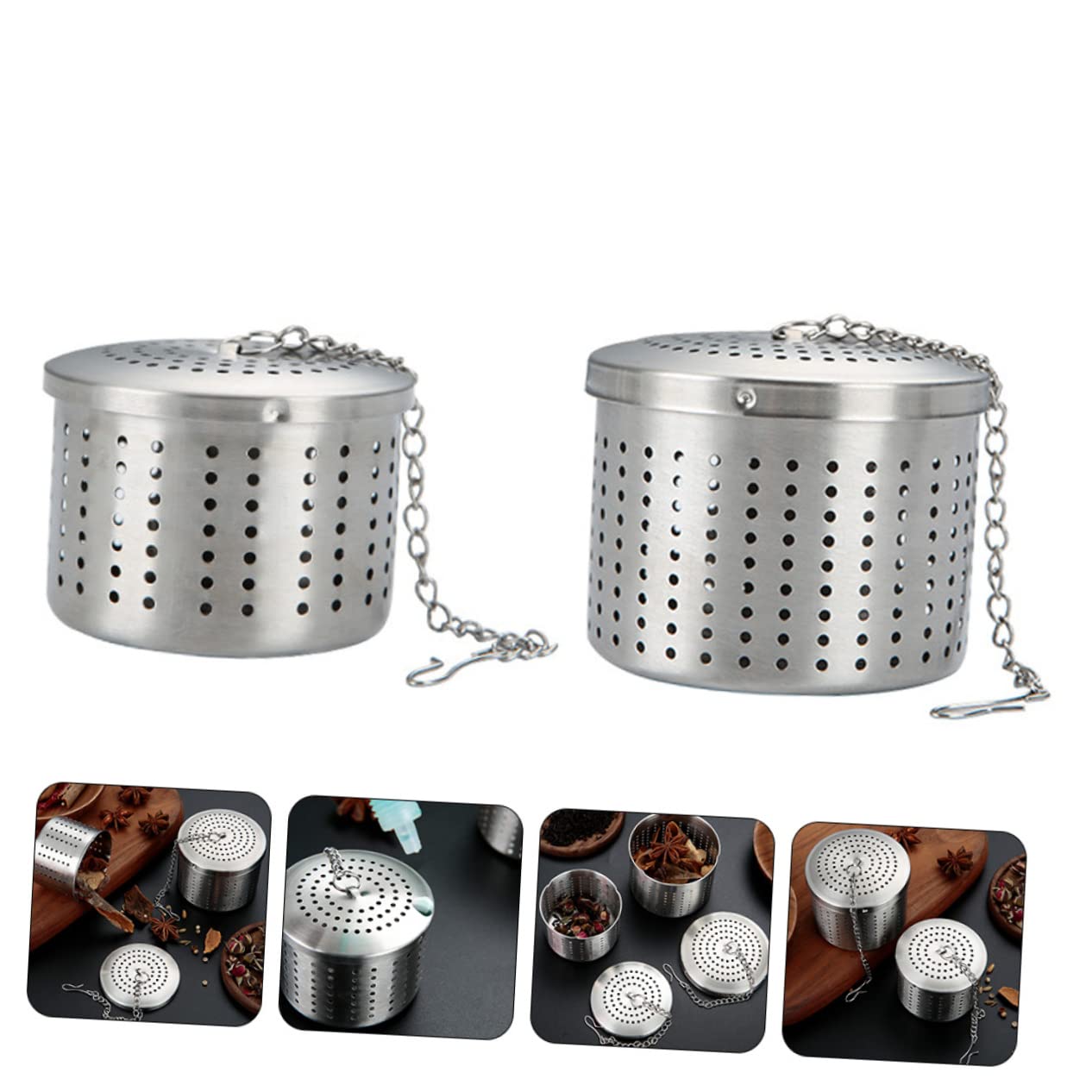 Cabilock 3 Juegos 3 Juegos De Colador De Té De Acero Inoxidable Filtro Colgante Para Té Verde Infusor De Té Dispensador De Taza De Café De Acero Colador Para Té Tazas De Té 2 piezas * 3