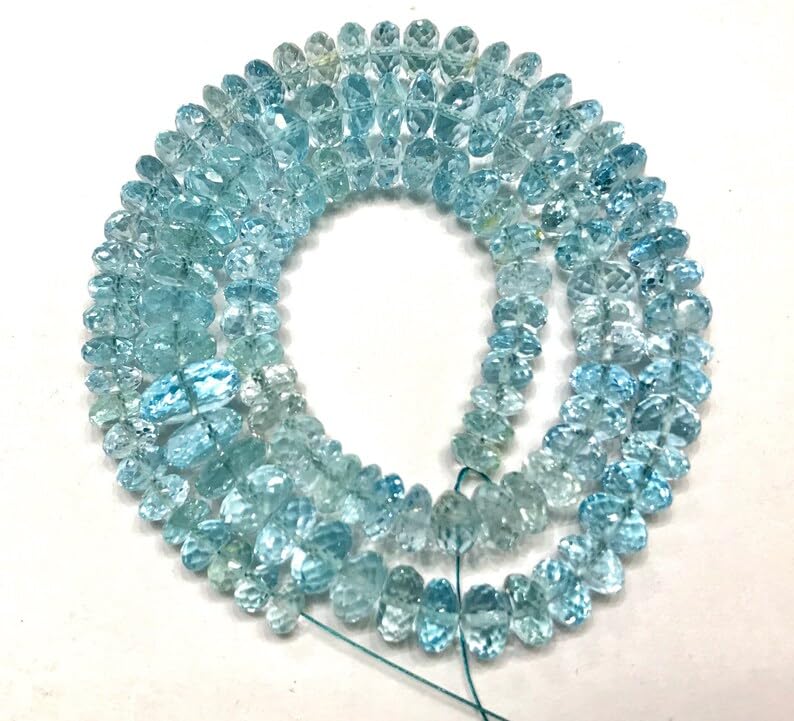 Natural BLUE TOPAZ RONDELLE Faceted Beads 5X8 17 inch long string jewelry making gemstone beads for necklace bracelet