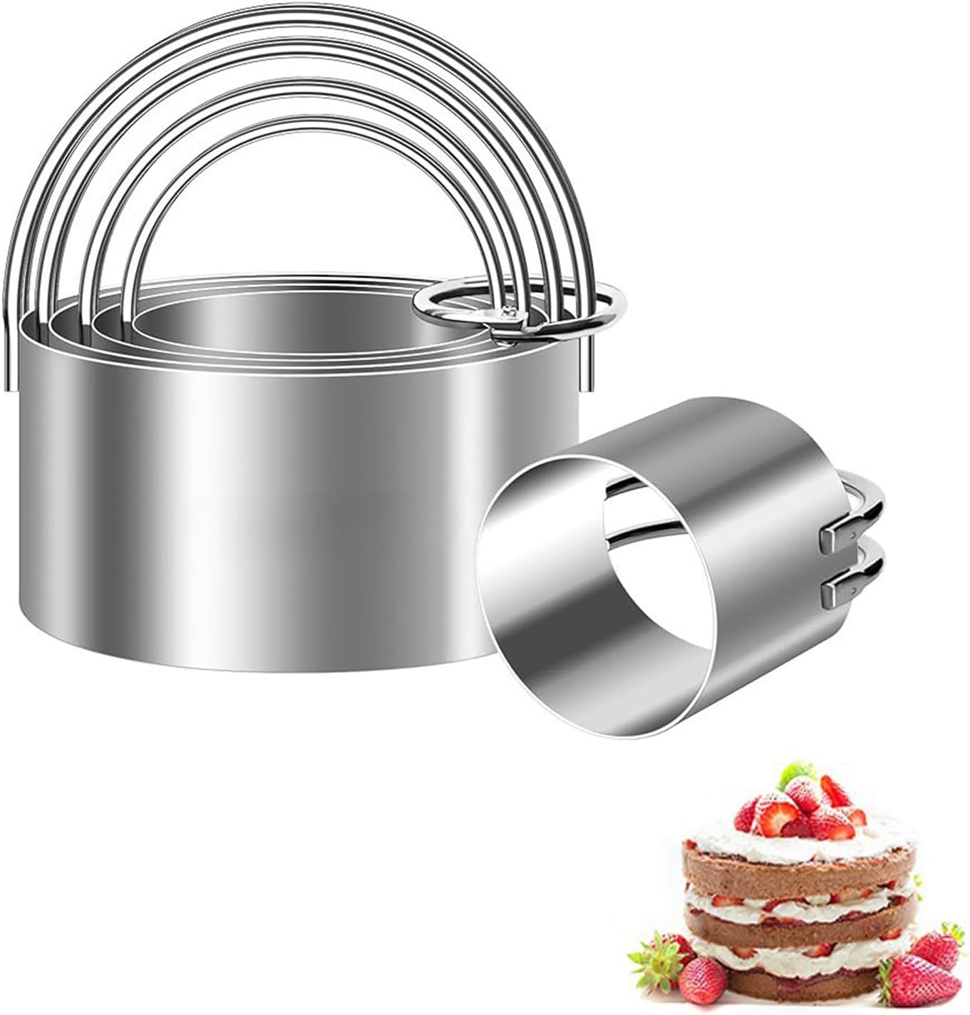 HcirjhieBiscuit Cutter Set (5 Pieces/Set), Round Cookies Cutter with Handle, Professional Baking Dough Tools (Circle) HcirjhieBiscuit Cutter Set (5 Pieces/Set), Round Cookies Cutter with Handle, Professional Baking Dough Tools (Circle)