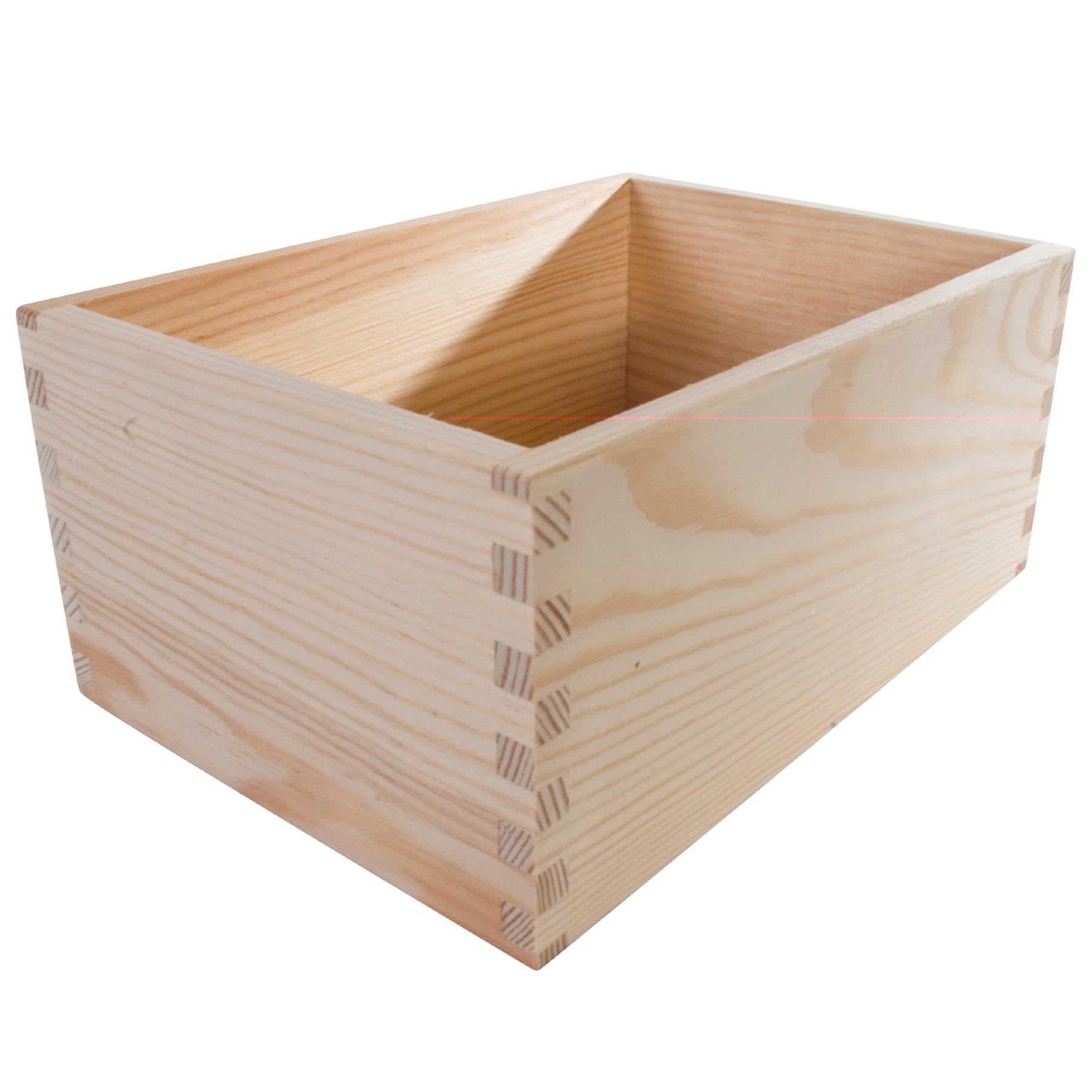WooDeeDoo Wooden Multipurpose Bin Container - Flower Planter Box – Unfinished Pine Open Top Storage Bin for Decoration Potting DIY Use or Indoor Organisation Crate Tray – 24.5 x 17 x 11 cm