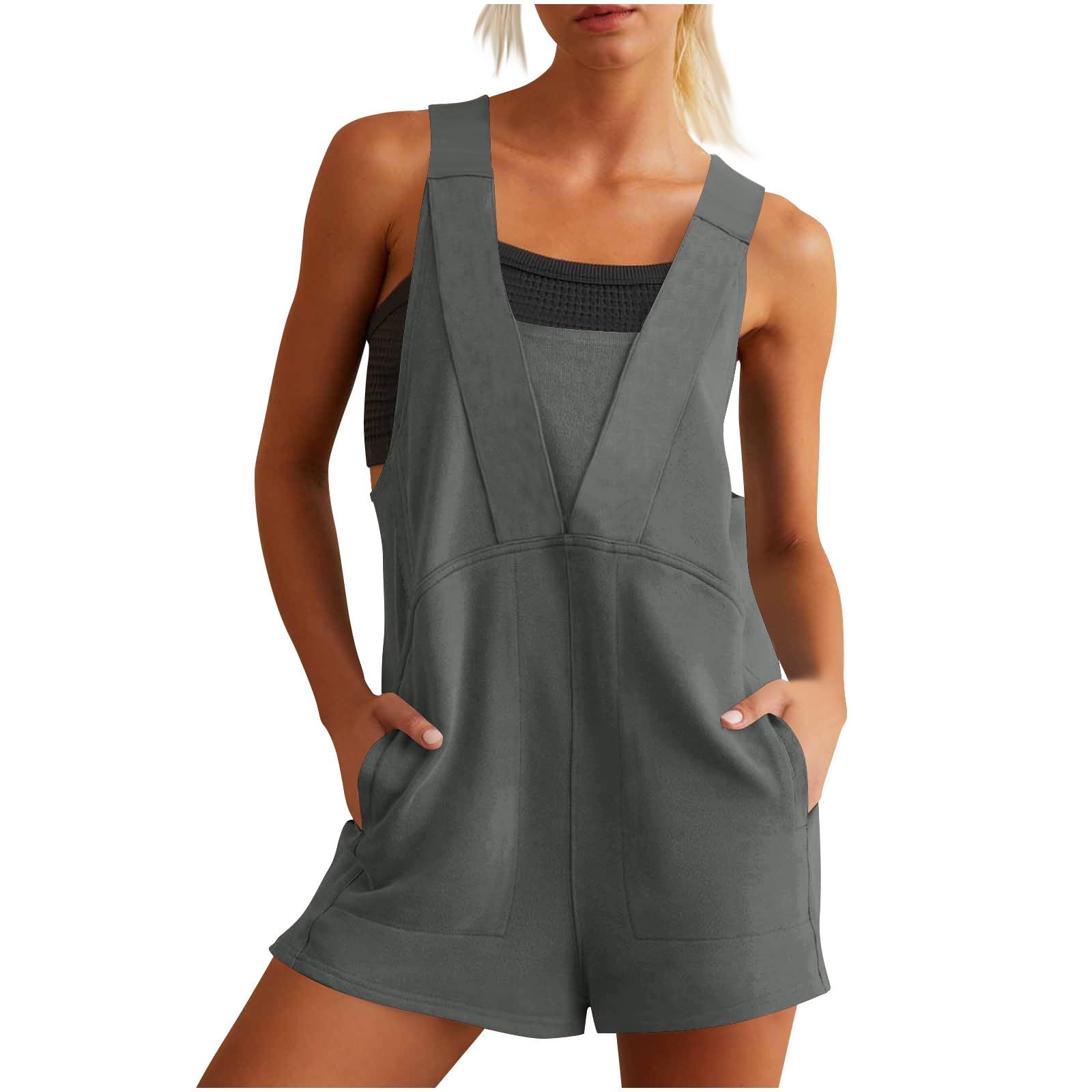 Summer Rompers for Women 2026 Spring Flowy Dressy Casual Boho Jumpsuits Beach Comfy Linen Athletic Overalls