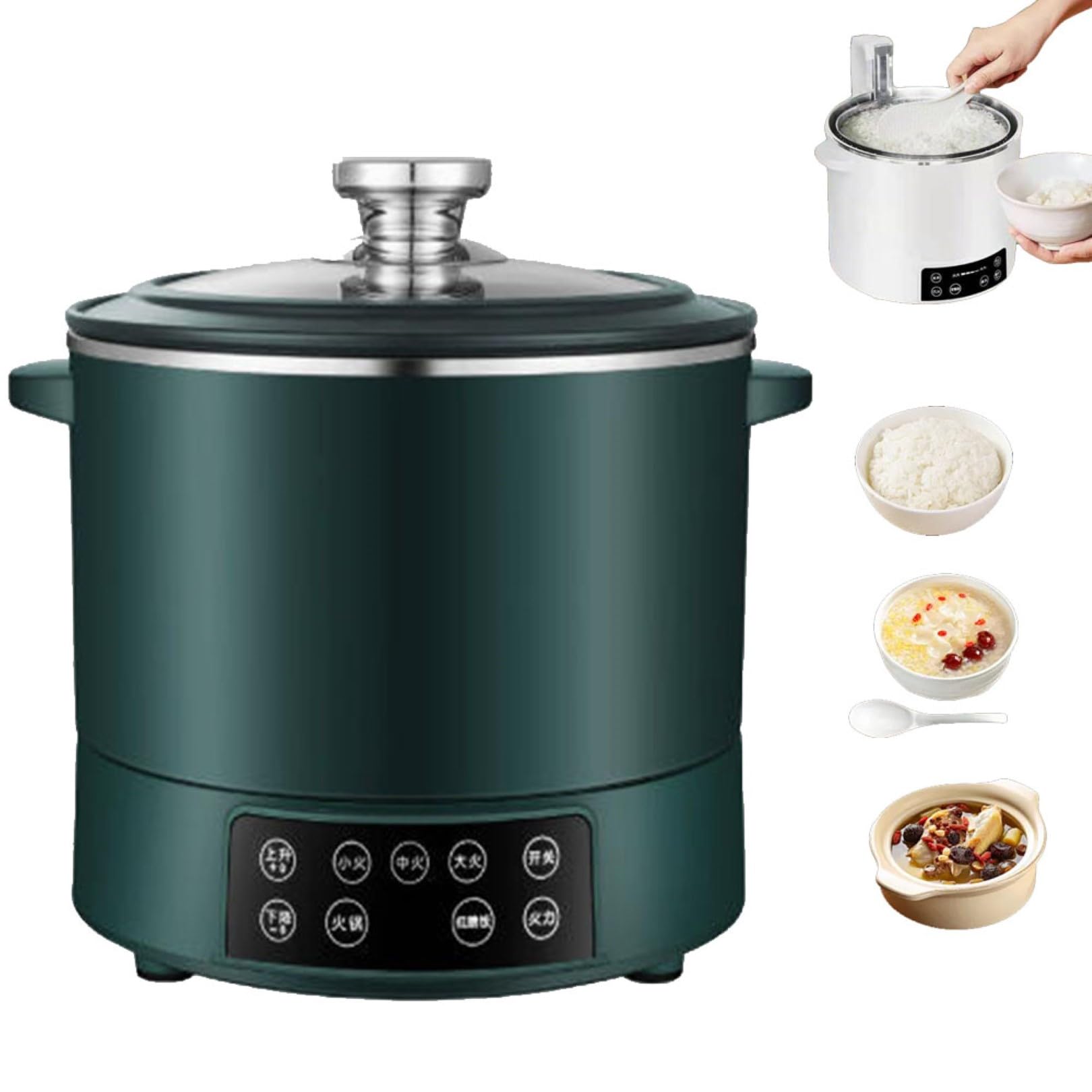 Générique Cuiseur à Riz 3L Multifonctionnel à 3 Vitesses réglables, Design à Corps divisé avec Panier Vapeur en Acier Inoxydable pour la Cuisine Domestique et Les fondues (Vert)