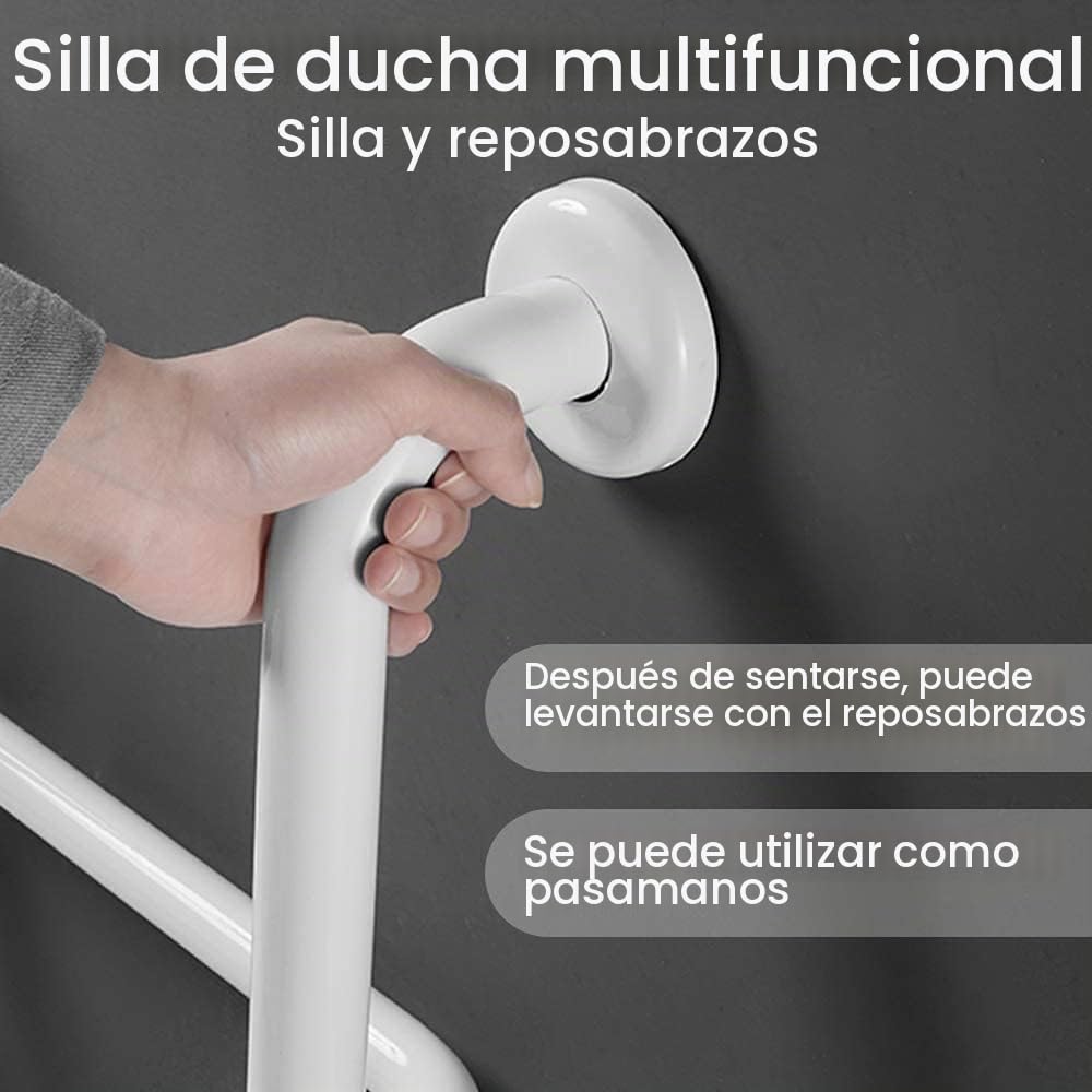 Asiento de Ducha abatible, Taburete de Ducha montado en la Pared para Minusválidos Silla Ducha Mayores Soporta hasta 150 kg para Personas Mayores y discapacitadas