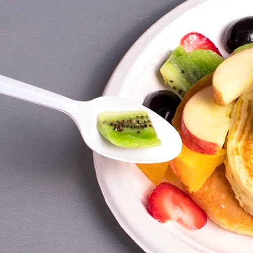 Miniatura 2 de Paquete de 200 cucharas blancas cubiertos de plástico desechables utensilios de cocina compostable picnic oficina hogar cubiertos a granel