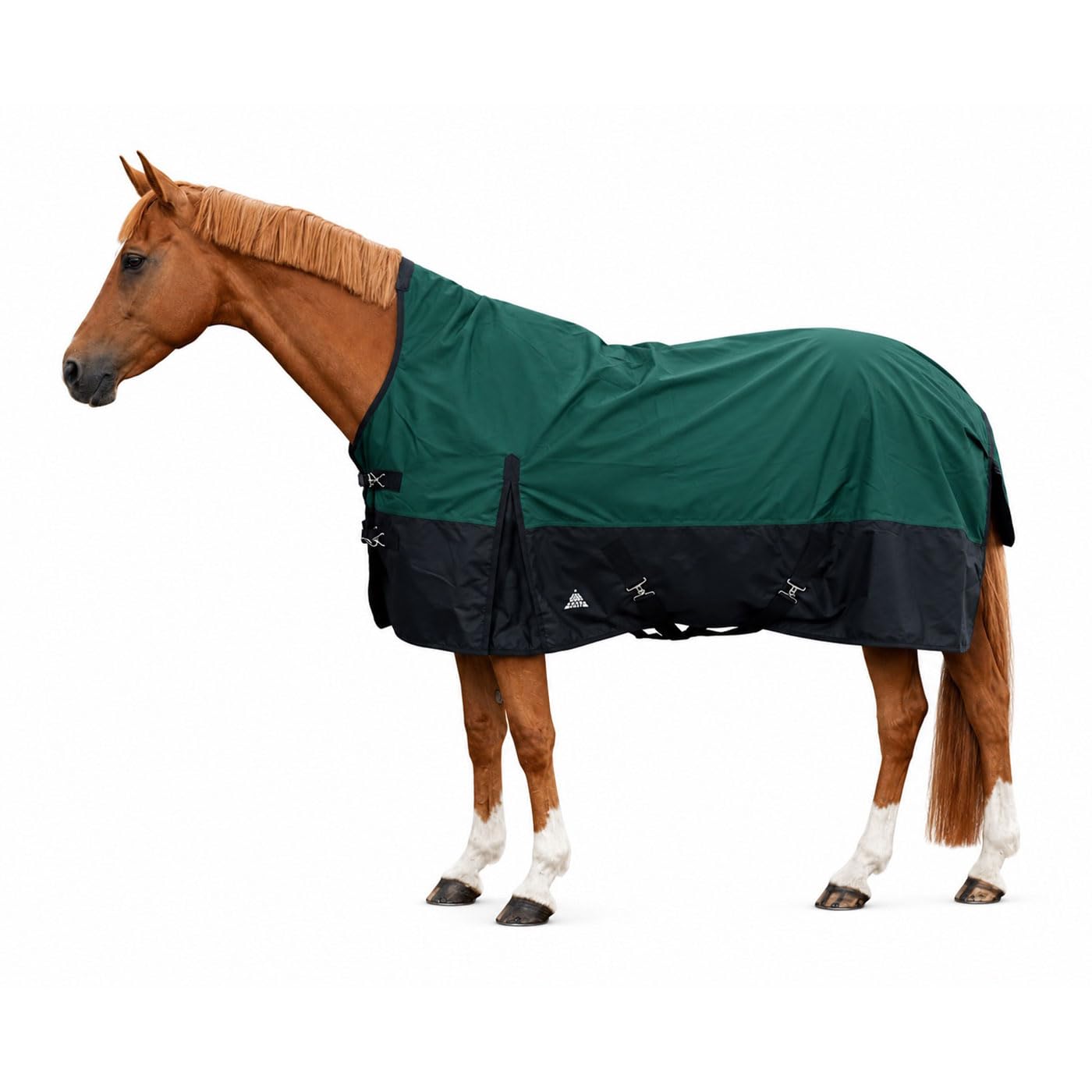 Brama-West Winterdecke Yeti Pferdedecke Turnout 1200D High Neck 50 GMS - Grün/Schwarz - Gr. 145