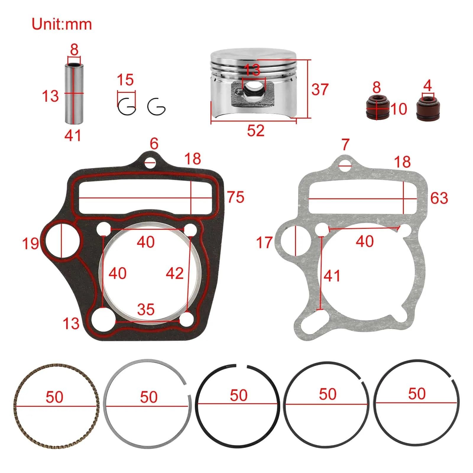 Zestaw do przebudowy tłoka cylindrowego 52,4 mm do ATV Quad Pit Dirt Bike Go Kart Sunl SSR