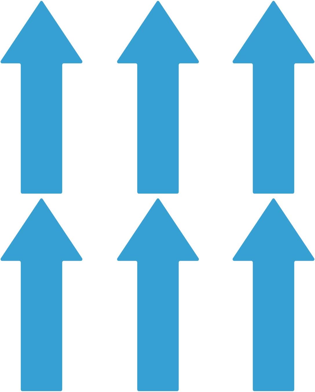 LiteMark Durable Gloss Finish Ice Blue Large Arrow Sticker Decals for Floors, Walls, Directional Guidance - (12 Inch Pack of 6 Arrows)