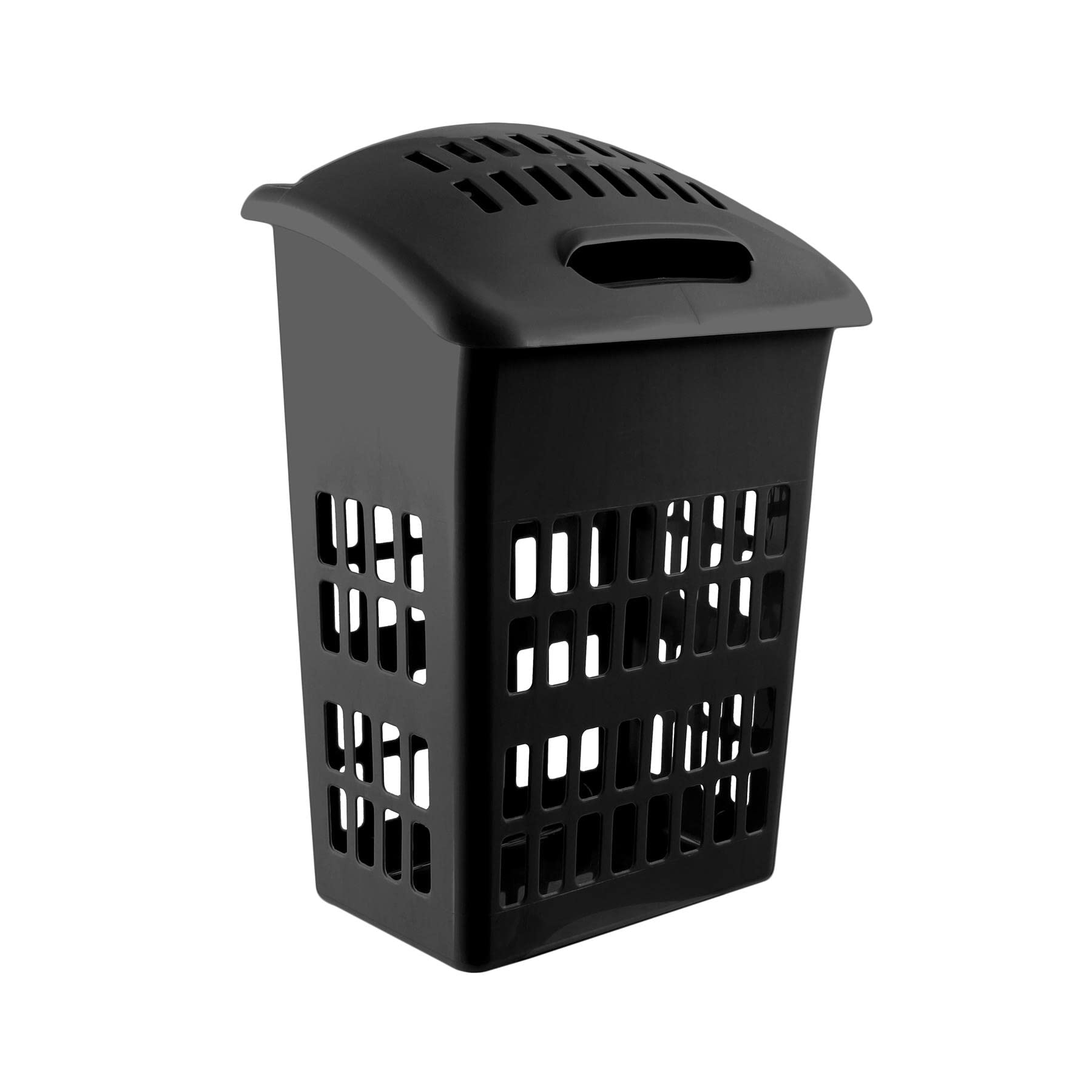 simpahome 60L Upright Black High Gloss Plastic Laundry Basket - 67cm (H) x 45cm (W) x 31cm (D)