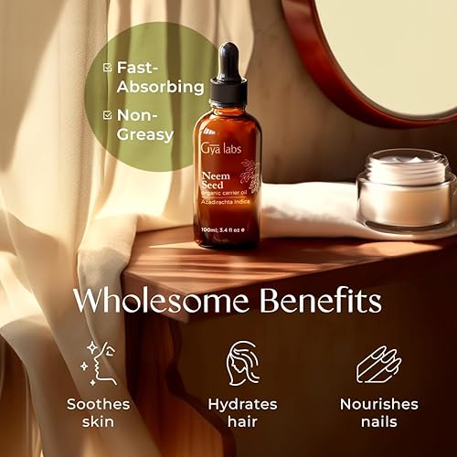 Miniatura 5 de Gya Labs Aceite de neem orgánico para la piel – Aceite portador de neem natural 100% puro sin refinar para cabello, uñas, lociones corporales, spray