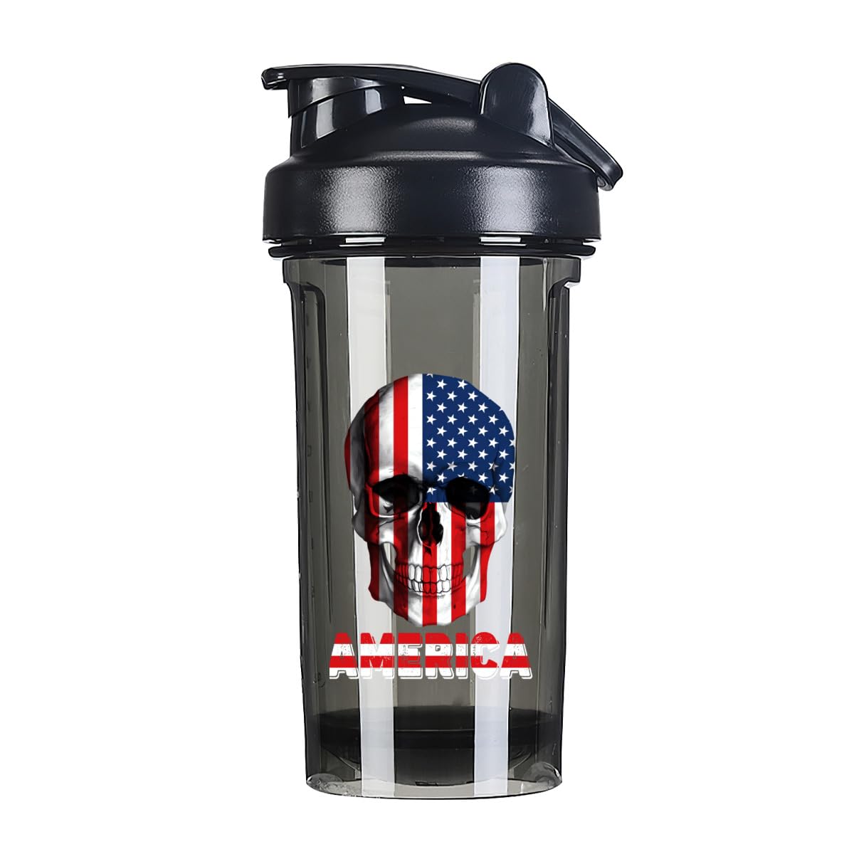 Skull America Flag 18 Ounce Shaker Cup,Fashion Theme Pattern Shaker Bottle Leak-proof Workout Shake Bottles 500ML/18 oz Perfect for Pre Workout