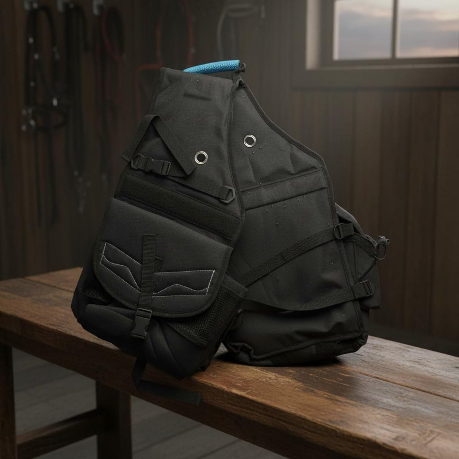 MERIGLARE Equestrian Saddle Pack Satteltasche Tasche Pferdezubehör Packtasche aus Canvas mit Sicheren Riemen für Geordnete Aufbewahrung Beim Ausritt Training Trekking für Reiter Outdoor, Brown