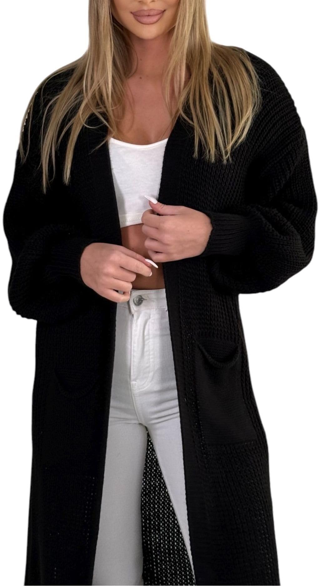 Mississhop Longstrickjacke Cardigan Longstrickjacke extra lange Strickjacke Product Description