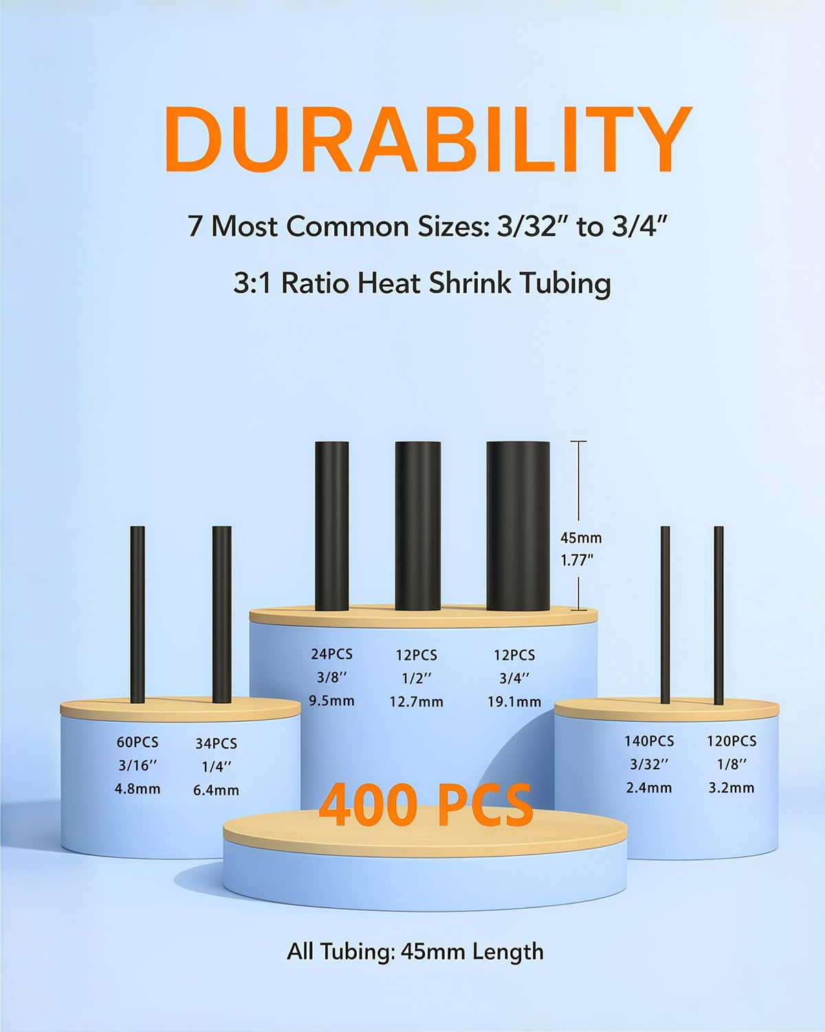 VETIN 熱収縮チューブキット ミニヒートガン + 400個 熱収縮ラップチューブ 3:1 300W シュリンクラップ ヒートガン