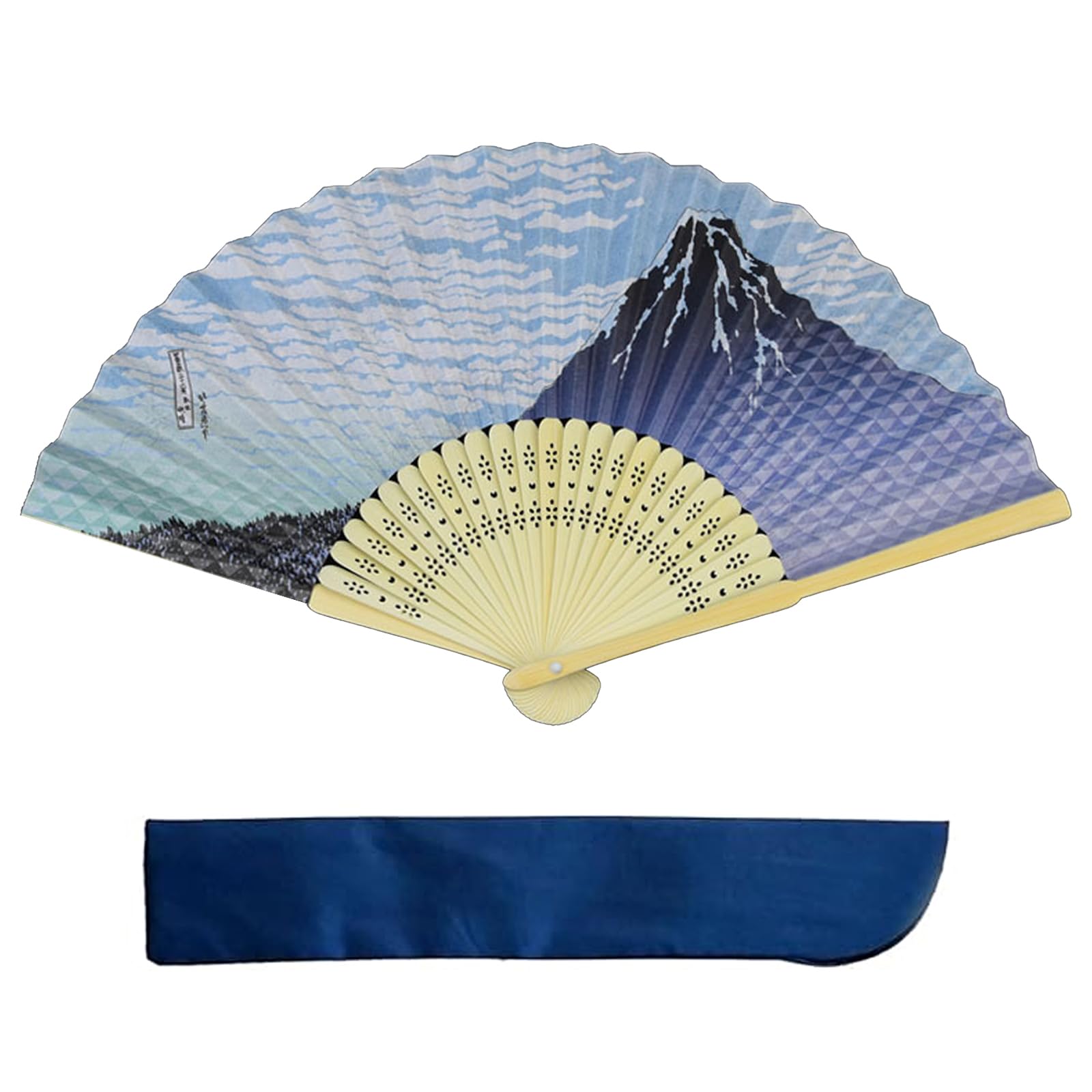 Silk Bamboo Folding Fan with Bag