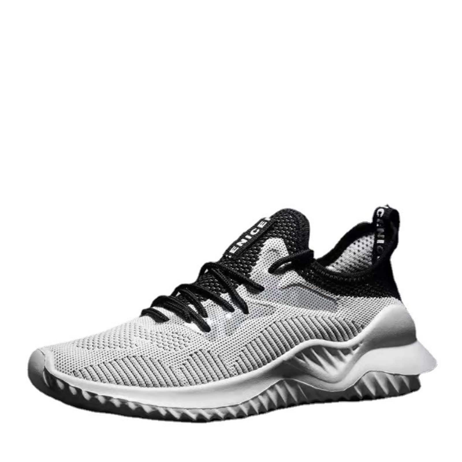 SOOVISOOVI men shoe Trend Men Casual Shoes Comfortable Hard-Wearing Spring/Autumn Solid Breathable Men Sneakers Shoes for Men Lace-up (Color : White, Size : 43)