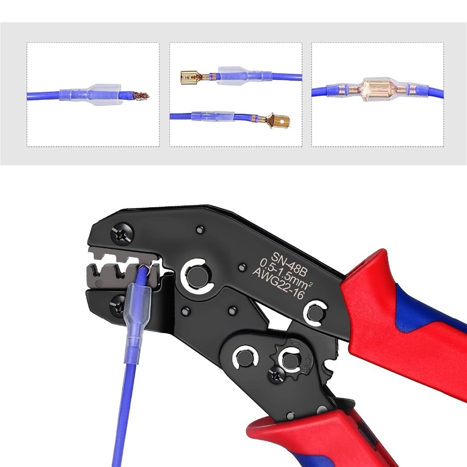 Zaciskarka Superseal narzędzie 600 szt. 2,8/4,8/6,3 wtyczka zacisk szczypce narzędzie drut 0,5-1,5 mm2 AWG 20-15 zestaw zacisków kablowych 1 (kolor: Zestaw zacisków zaciskowych)