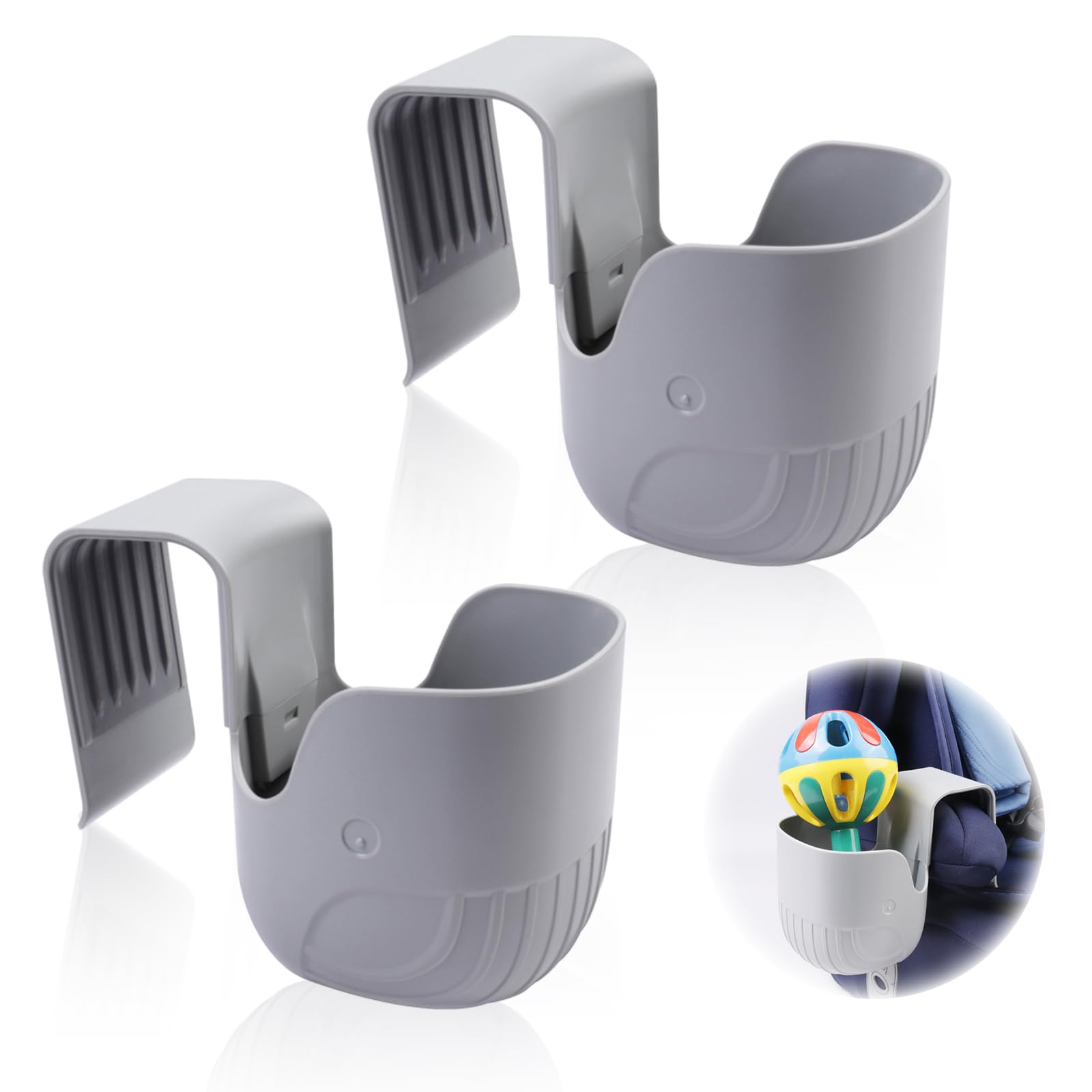 Getränkehalter Kindersitz, 2 Stück Rollstuhl Becherhalter Autositz Flaschenhalter für Autositzbecher Universal Becherhalter für Rollstühle Kompatibel mit Den Meisten Autositzmodellen Grau