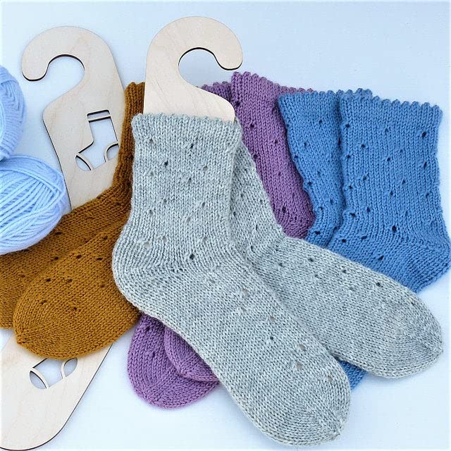 BENALI Blocca Calzini In Legno Per Maglieria – Tasselli Per Calze Fatti A Mano, Taglie Da 29 A 45 (XL 43-45, Fiocco)