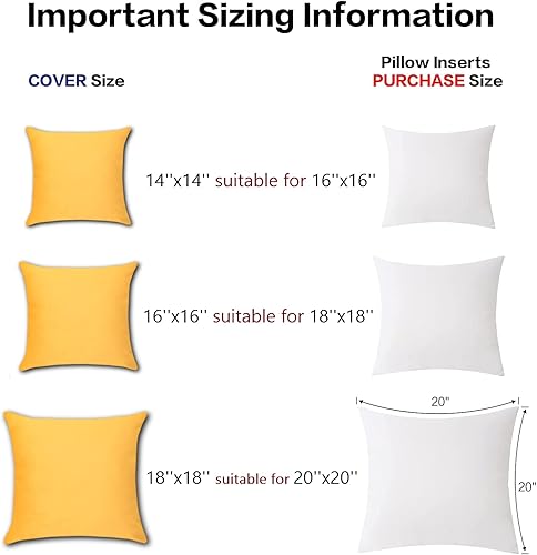 Miniatura 8 de OTOSTAR Juego de 2 rellenos de almohada de 16 x 16 pulgadas, forma cuadrada para sofá, cama, rellenos de almohadas decorativas para interiores