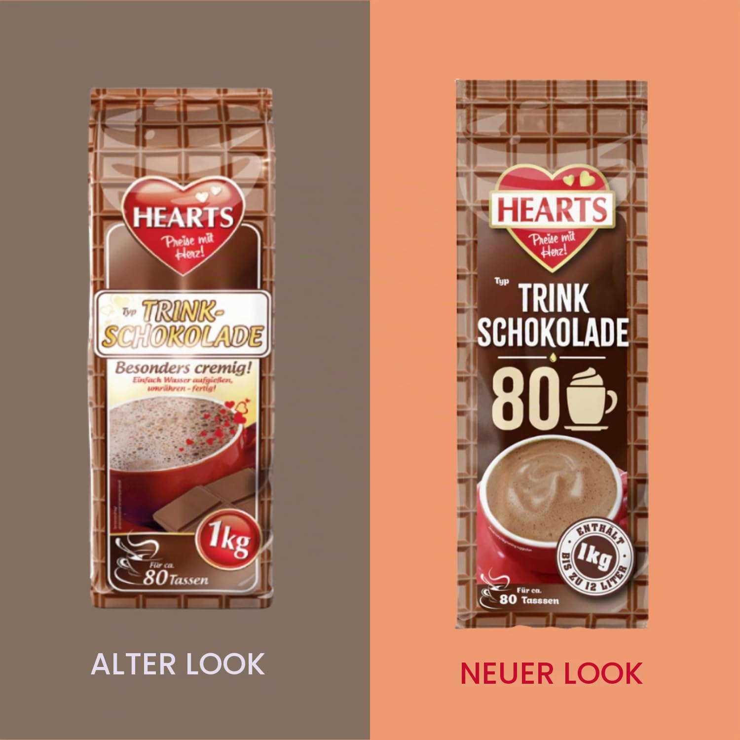 Hearts Trinkschokolade Cremiger Kakao 10 x 1kg Kakao