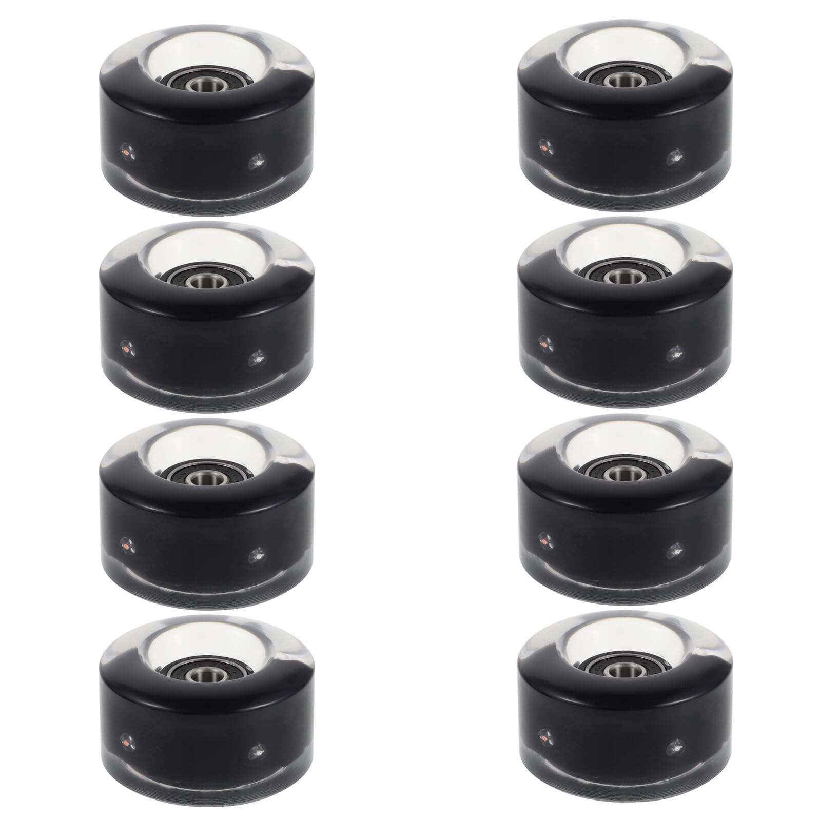 Ruote Luminose per Pattini Quad, 8 Pezzi Cuscinetti, Gomma Nera