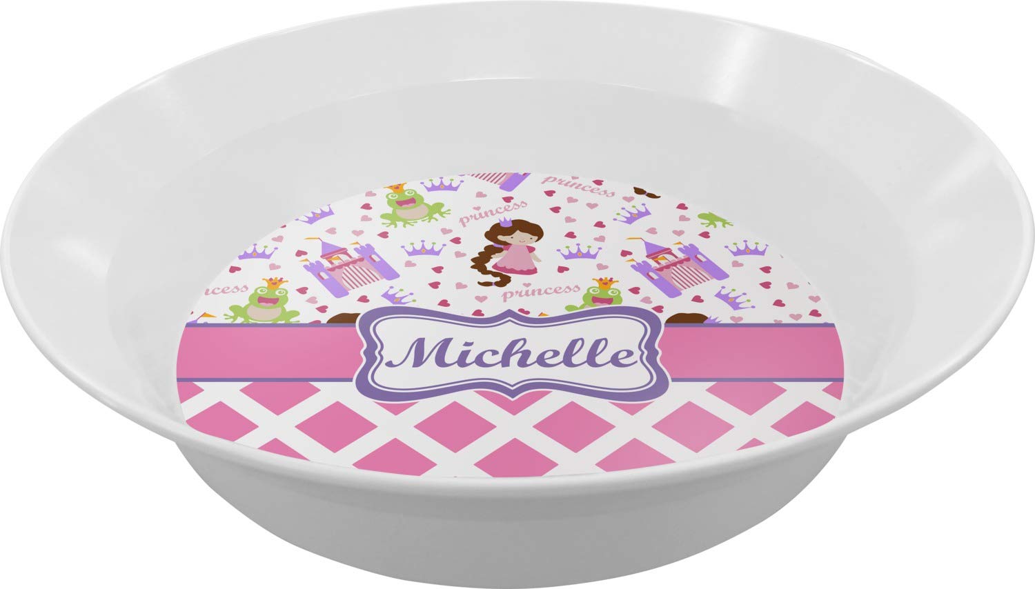 Personalized Princess & Diamond Print Melamine Bowl - 12 oz