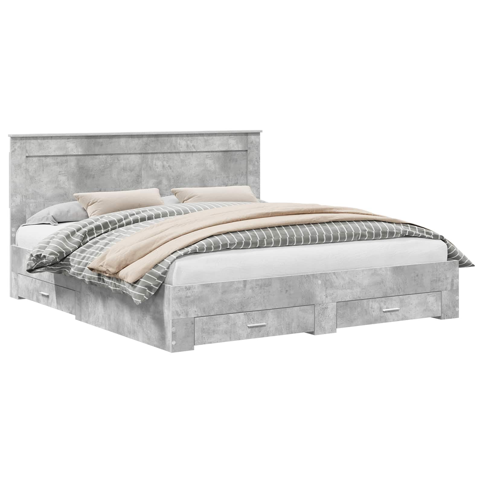 vidaXL Estructura de Cama con cajón con cabecera Madera contrachapada, Diseño de Dormitorio Moderno, soluciones de Almacenamiento, Cama Elegante, área de Descanso útil, Muebles con Estilo