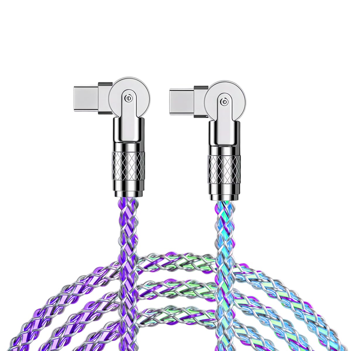 Verilux® 180° Rotatable LED Type-C Charging Cable 3.3FT, 60W Fast Charging USB-C Cable with RGB Glow Light, Nylon Braided 480Mbps Data Sync Cord for Android, Tablets, Laptops-picture-32